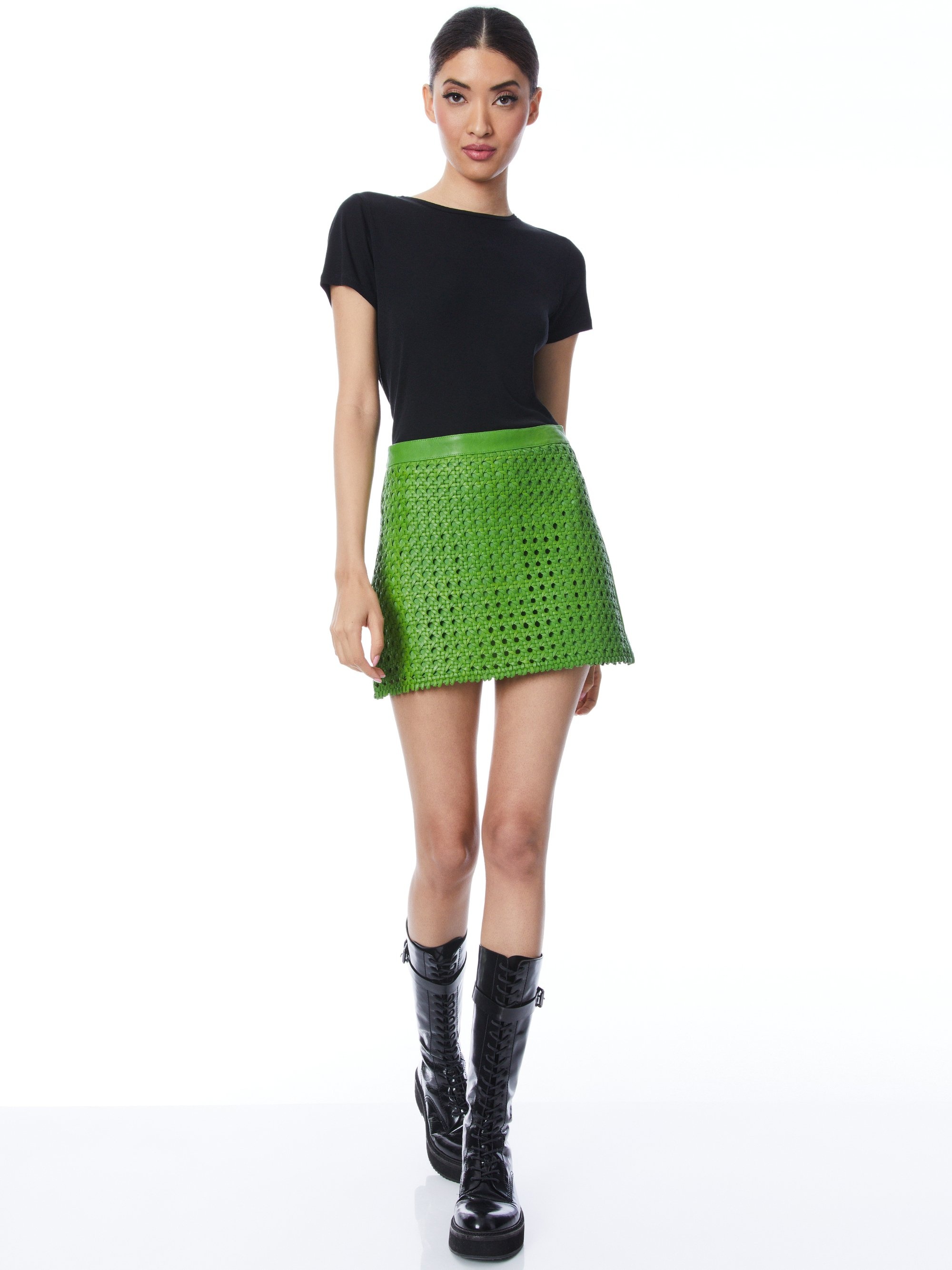 RILEY A-LINE LEATHER MINI SKIRT - 4