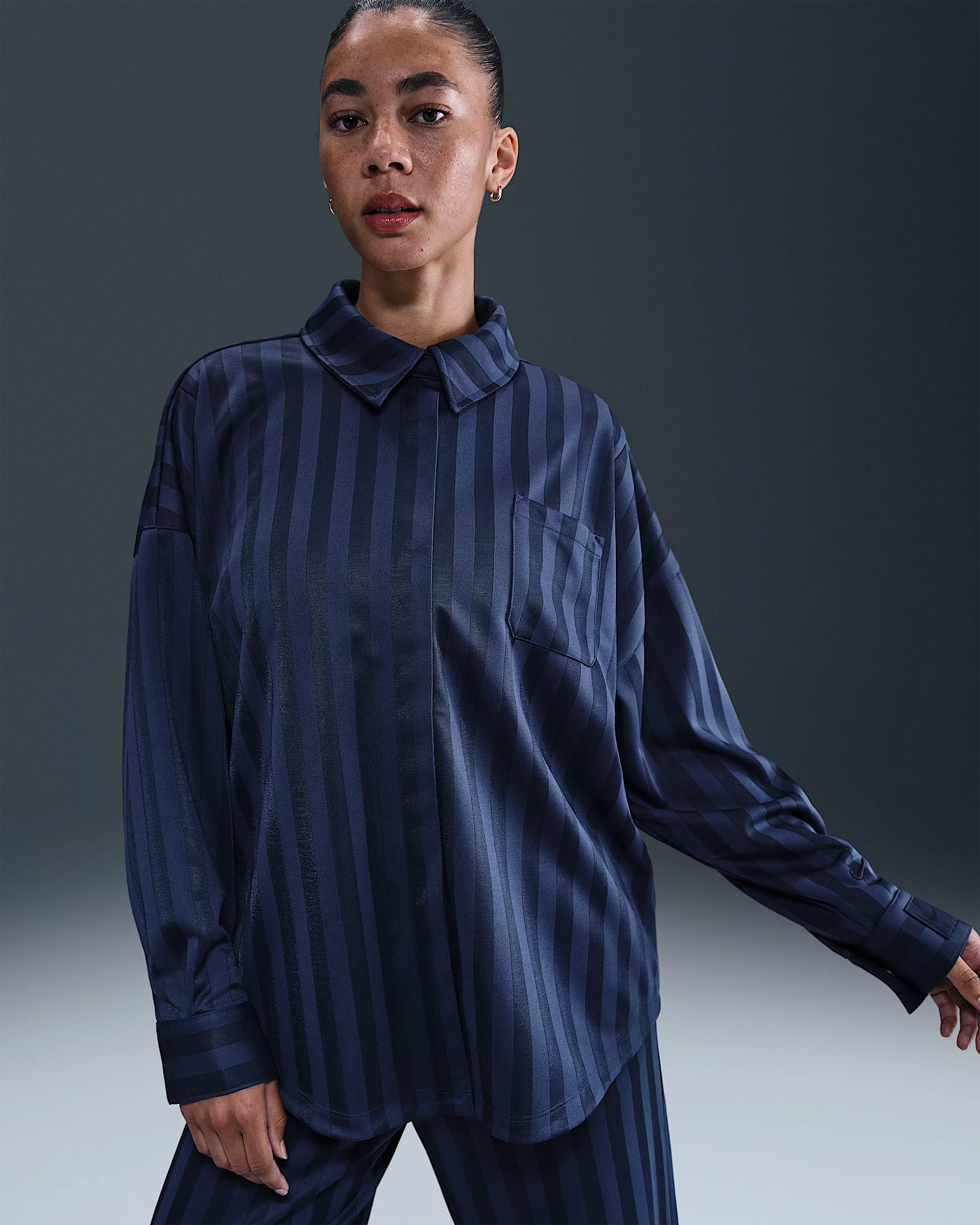 Nike Sportswear Women's Oversized Jacquard Striped Button-Down Shirt - 1