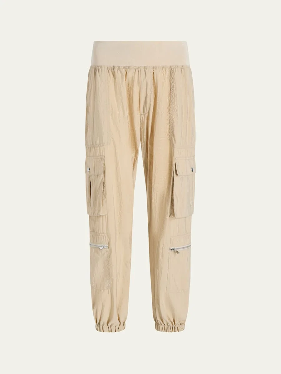 Genevive Satin Cargo Jogger Pants - 1