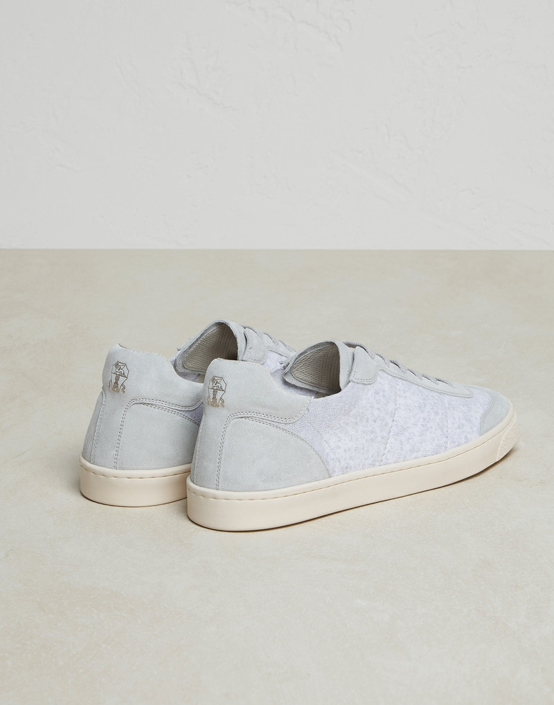 Linen and cotton knit sneakers with suede details and natural rubber sole 3