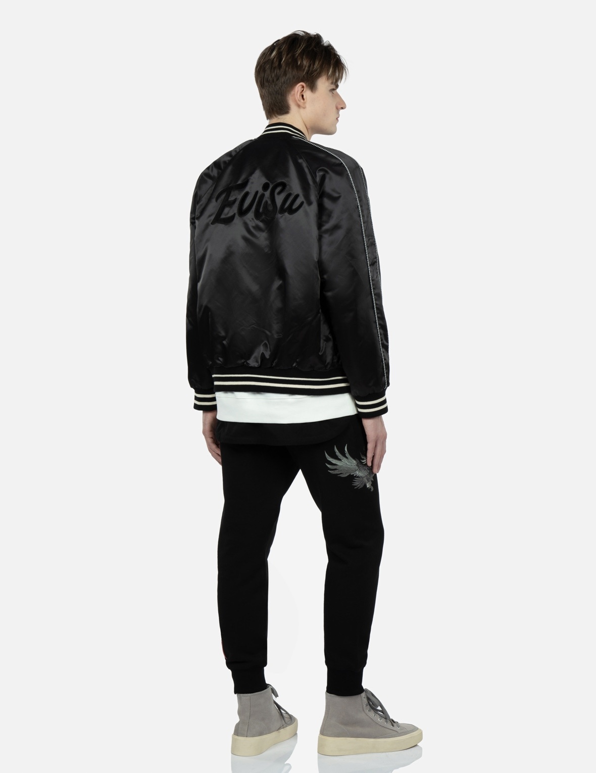 EAGLE AND LOGO EMBROIDERY REVERSIBLE SOUVENIR JACKET - 12