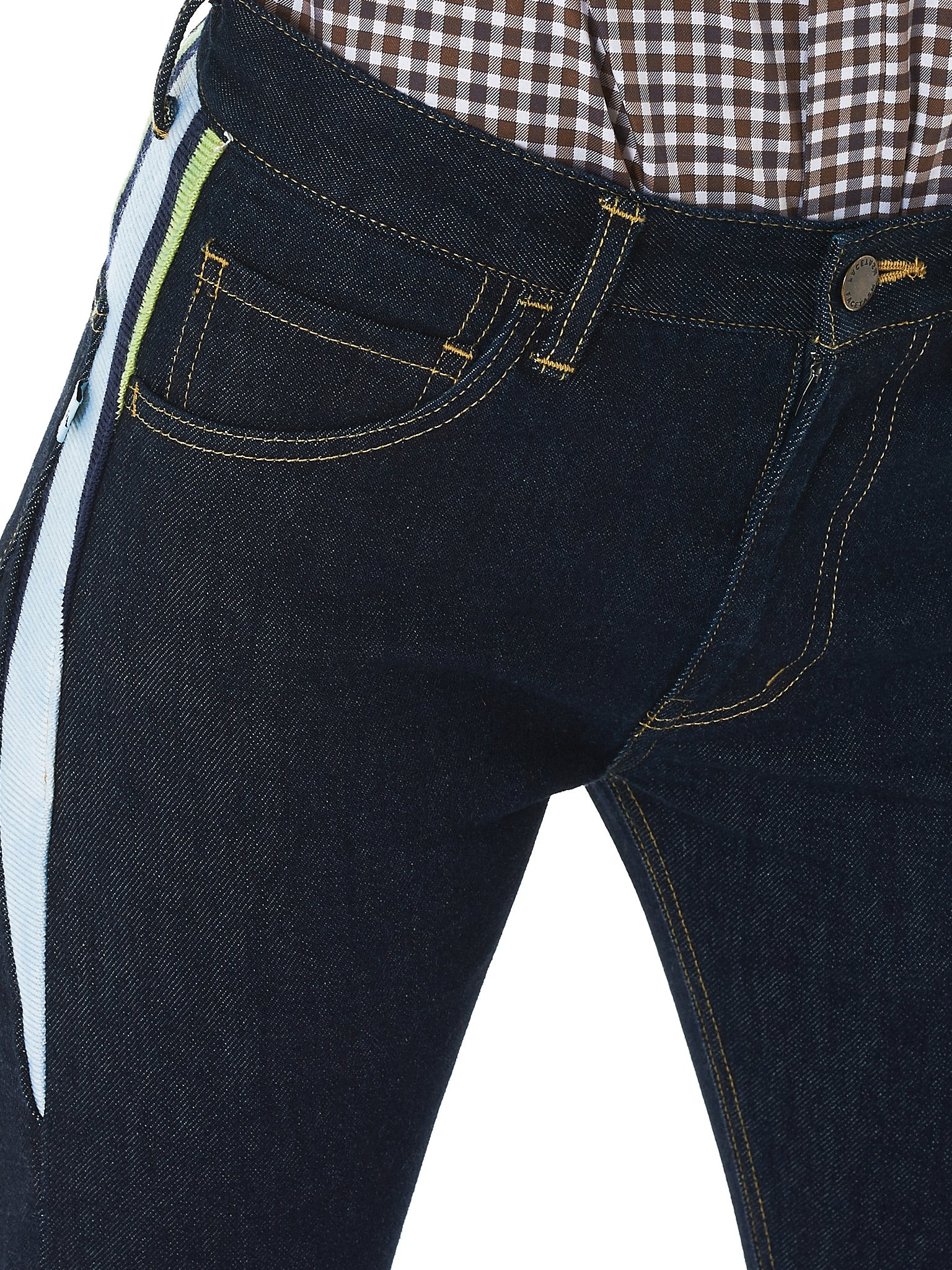 Ribbed Panel Denim Pants - 4