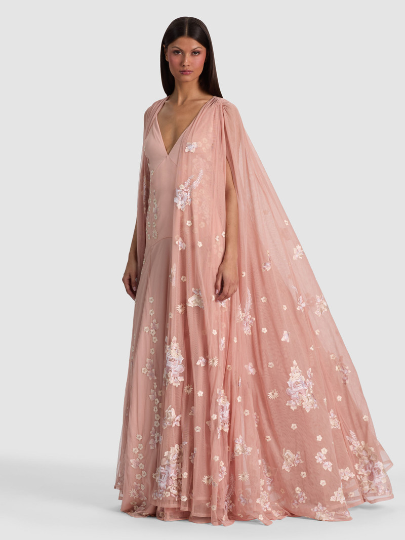 AZRIELLA EMBROIDERED MAXI GOWN CAPE 1