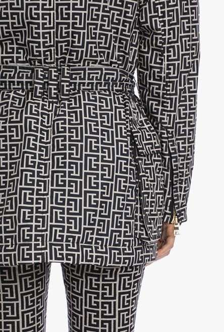 Oversized bicolor jacquard jacket with Balmain monogram - 8