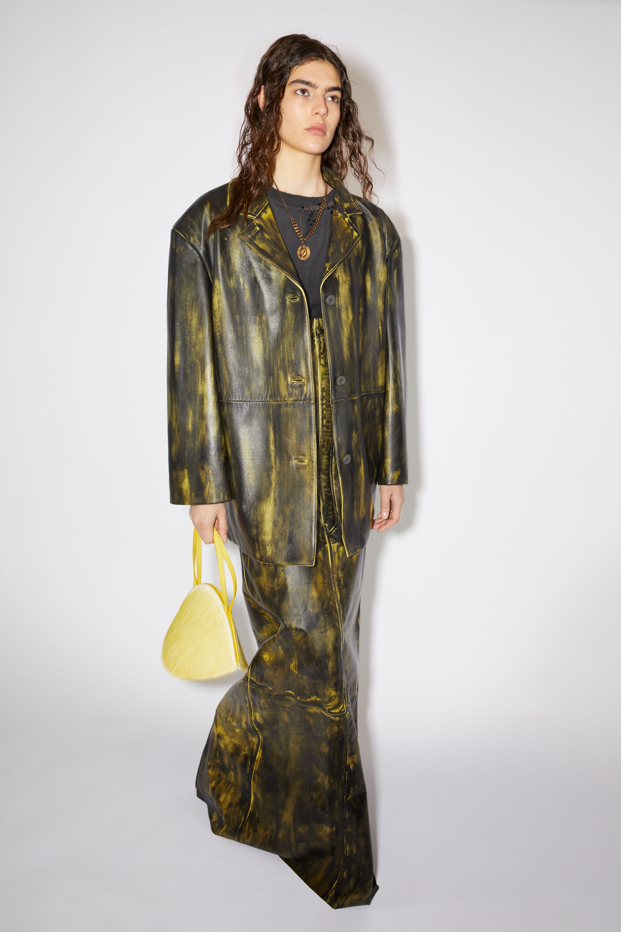 Painted leather jacket - Yellow/black - 5