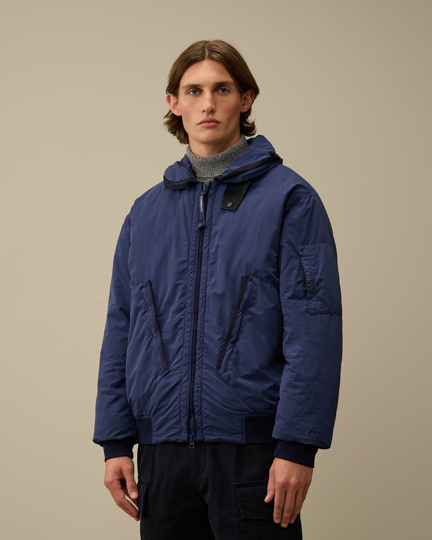 C.P. Company Flatt Nylon Hooded Short Down Jacket | REVERSIBLE