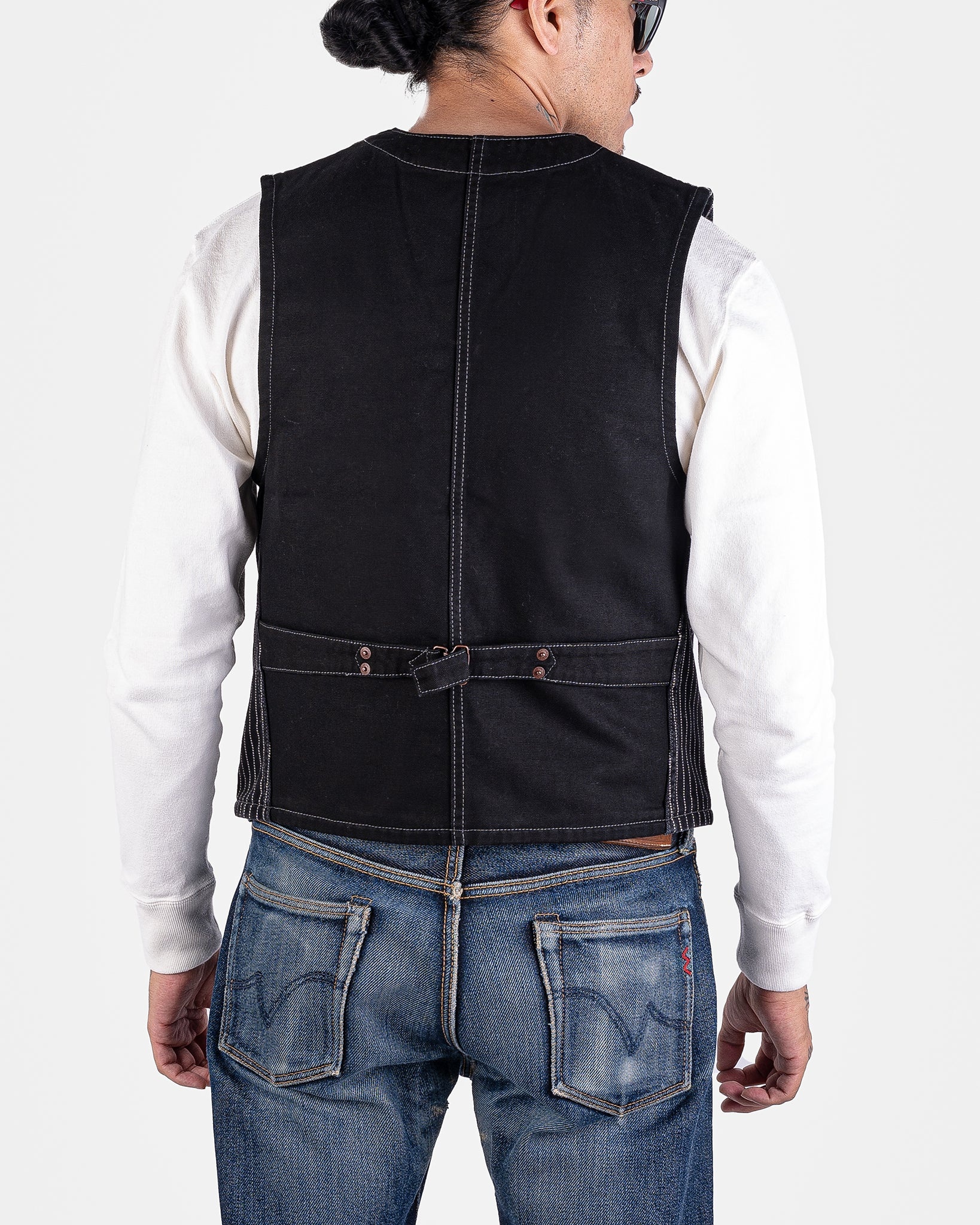 IHV-02-BLK 12oz Wabash/Duck Work Vest - Black/Black - 3