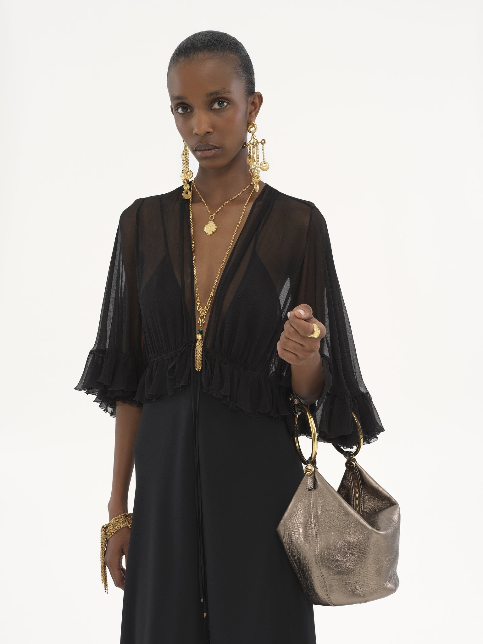 SMALL BRACELET HANDBAG IN METALLIZED LEATHER - 2