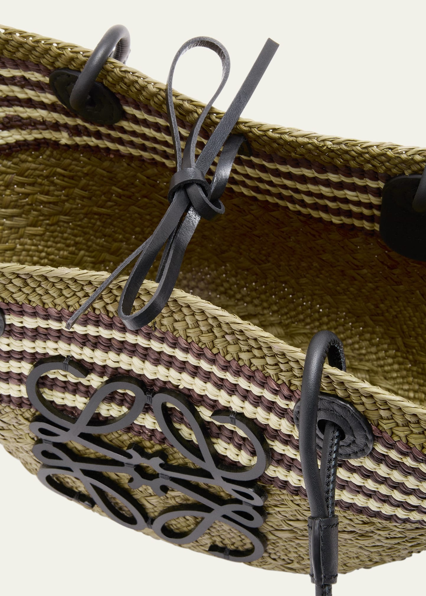 Small Anagram Striped Straw Tote Bag - 4