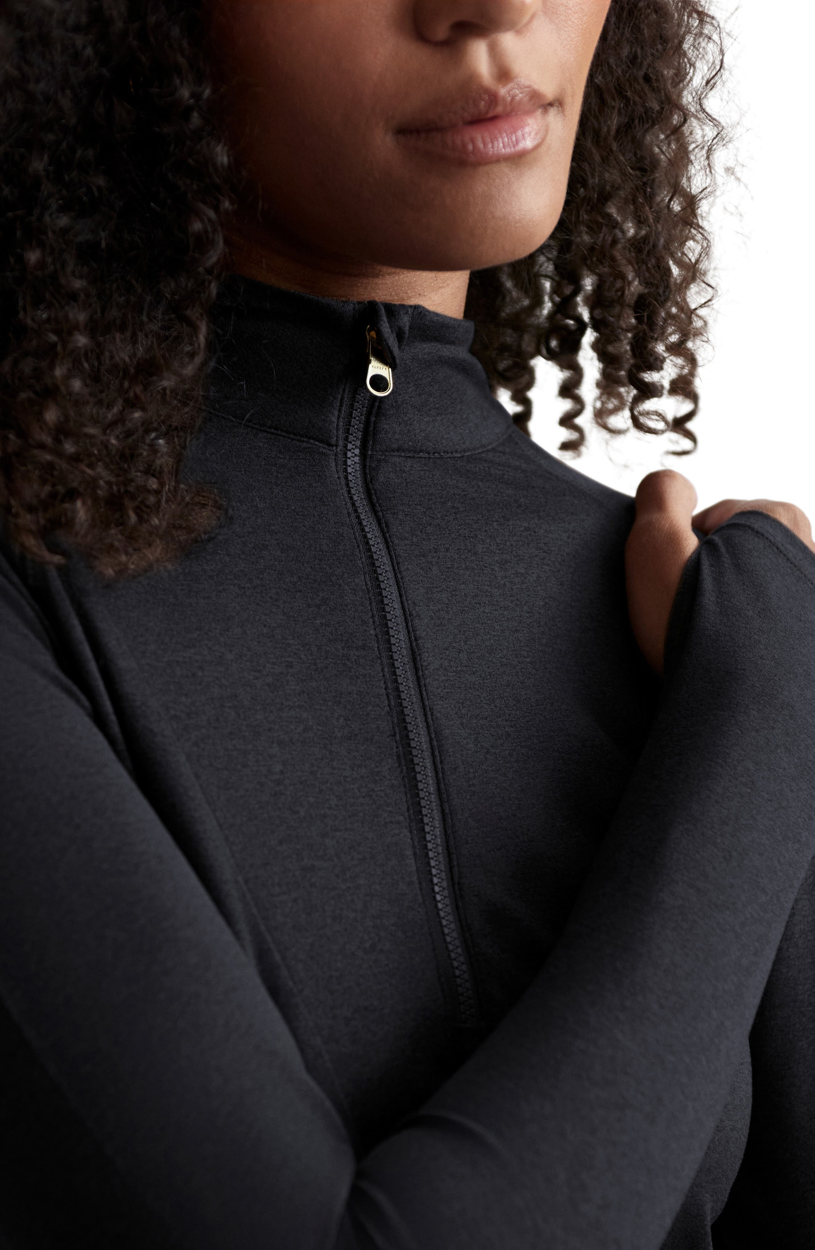 Varley Always Warm Base Layer Half Zip Top in Black Marl at Nordstrom - 4