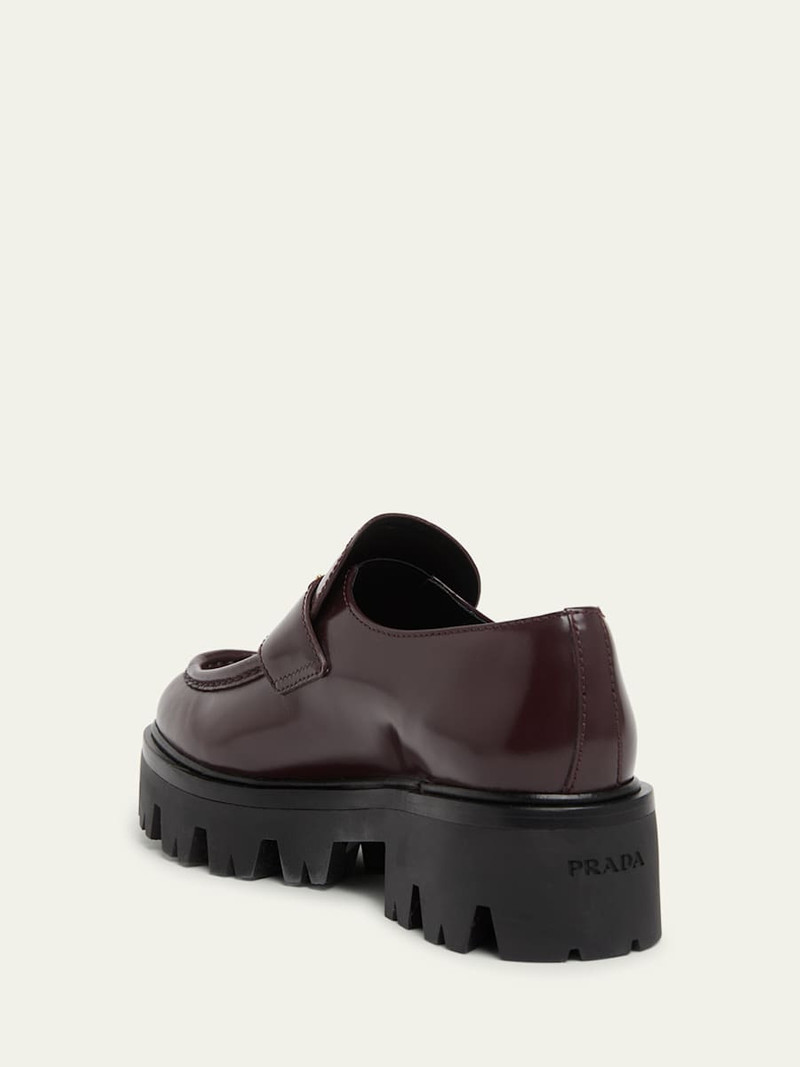 Prada Platform Leather Triangle Logo Loafers outlook