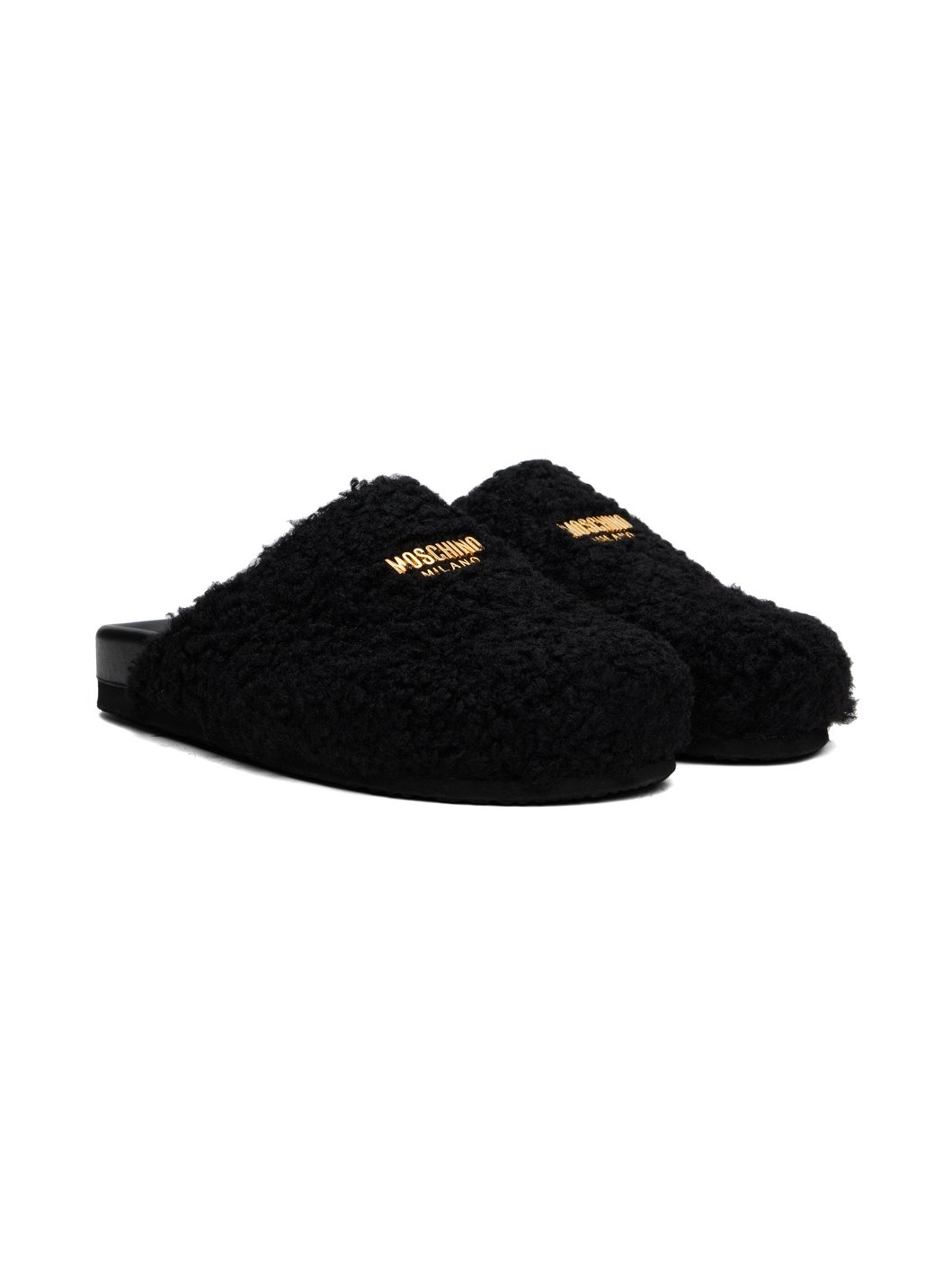 Black Shearling Slippers - 4