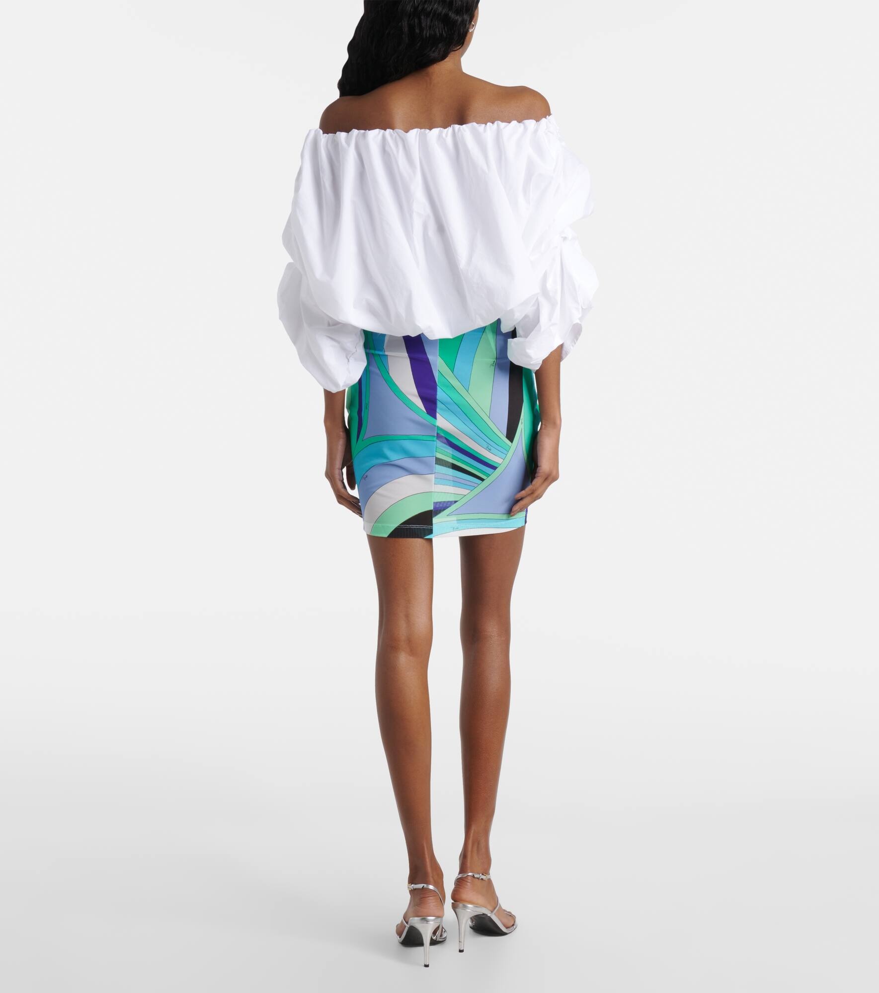 Ruched off-shoulder cotton minidress - 3