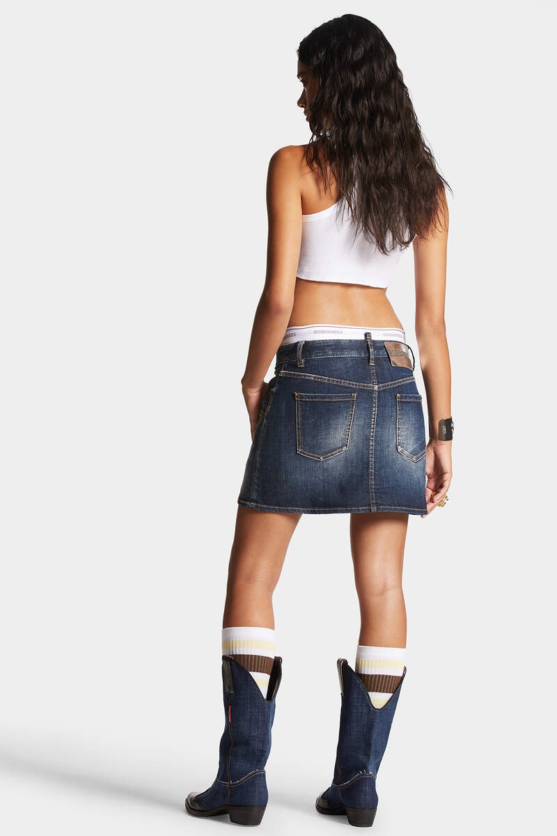 MEDIUM DIAMOND SUPER STAR WASH DENIM SKIRT - 3