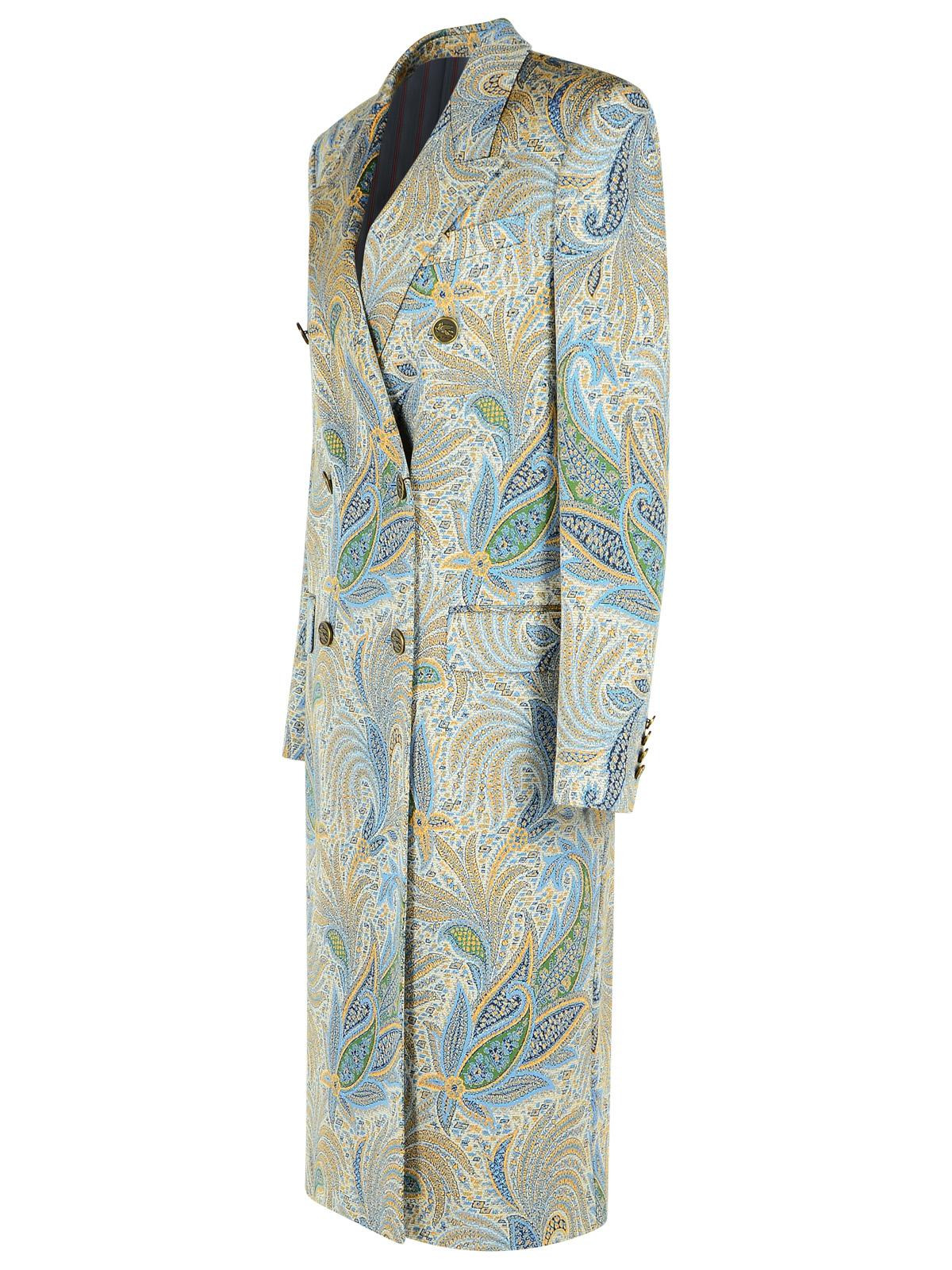 Etro Light Blue Polyester Blend Coat Women - 2