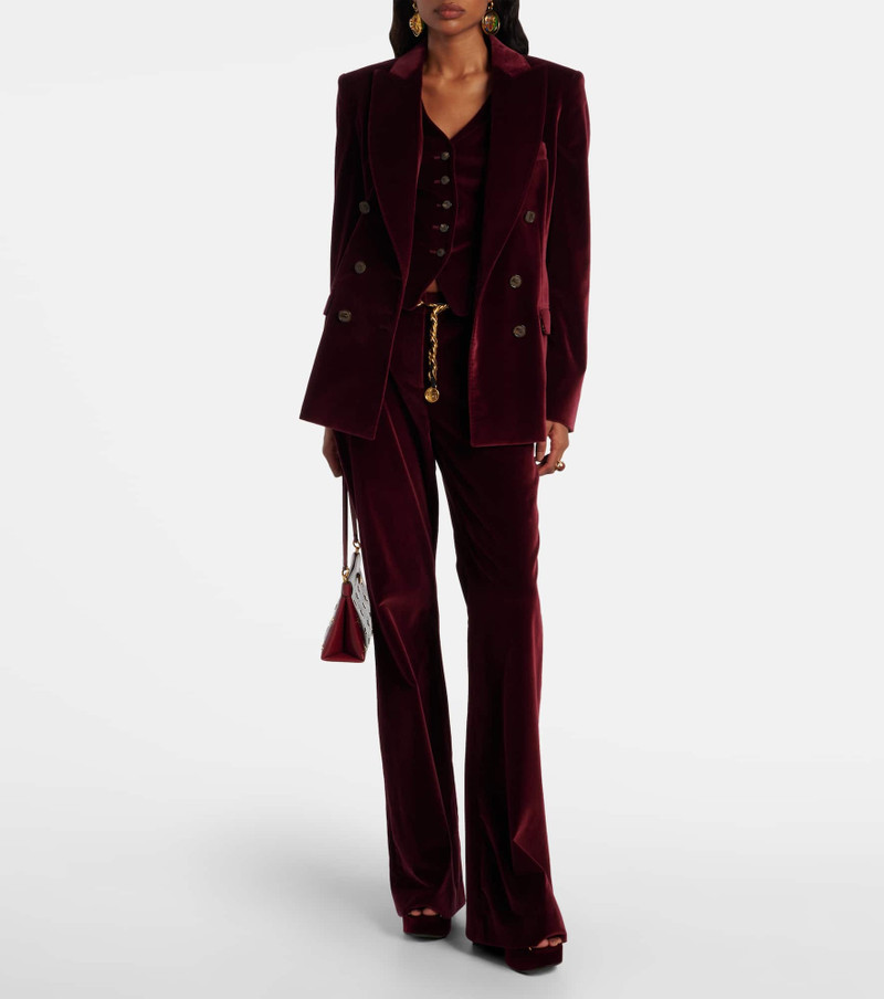 Etro Mid-rise cotton velvet flared pants outlook