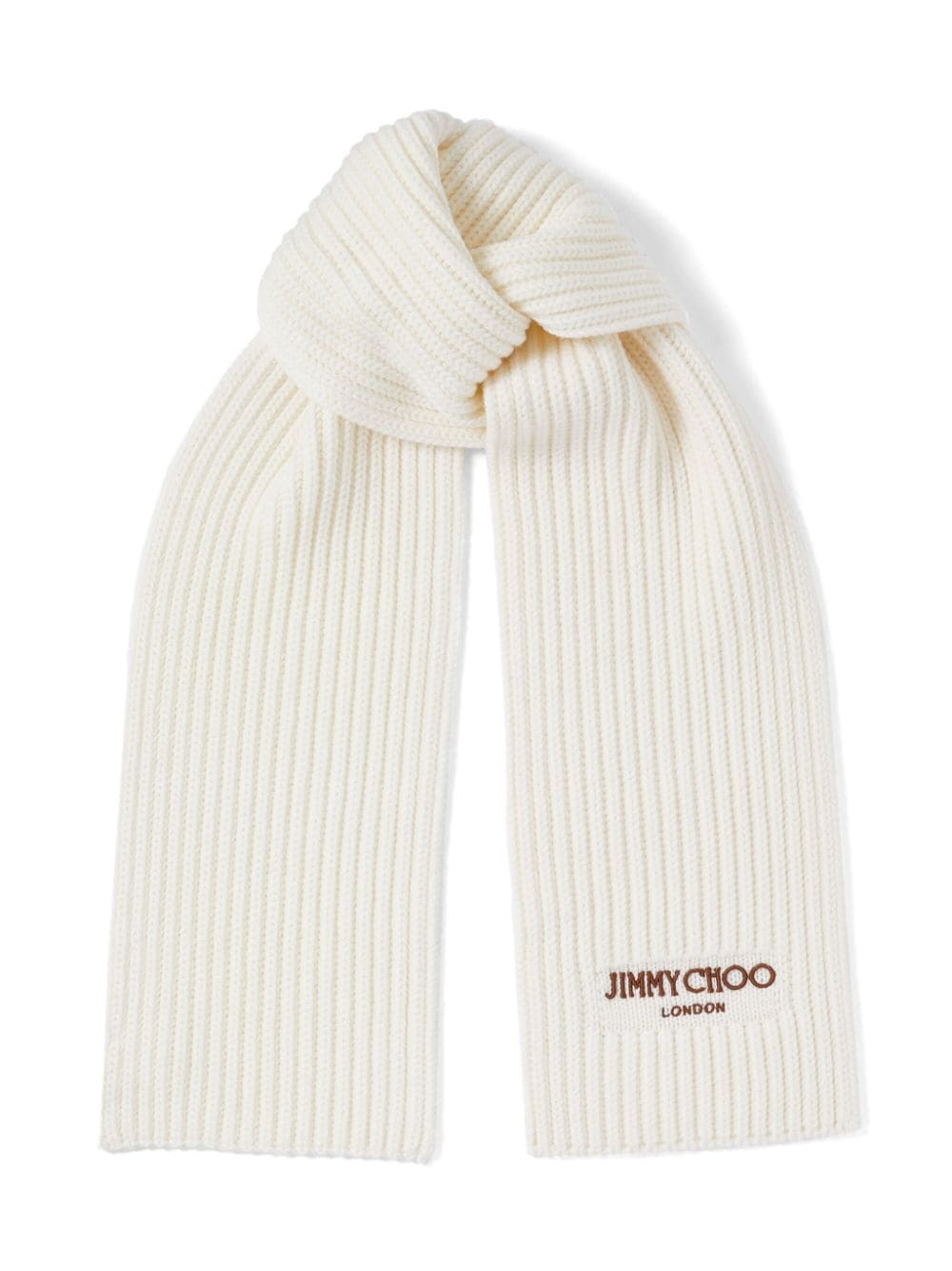 logo-embroidered chunky-knit scarf - 3
