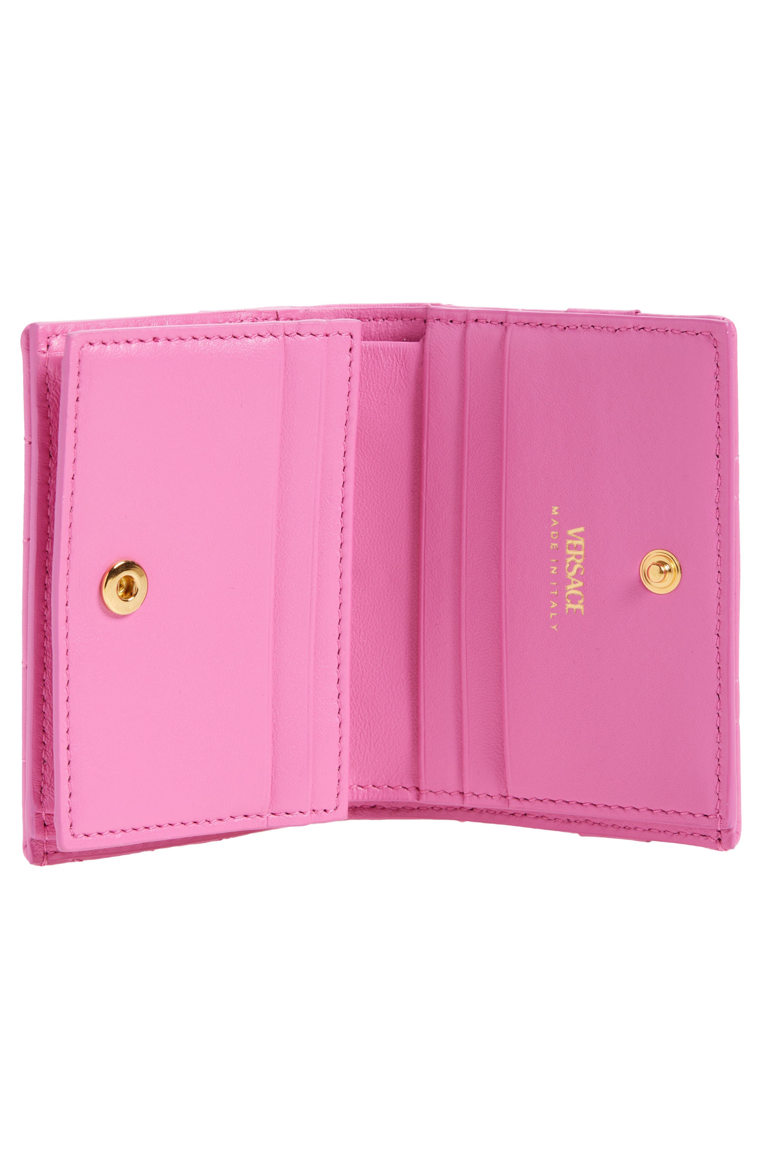 Versace Medusa '95 Compact Leather Bifold Wallet in Dragon Fruit Gold at Nordstrom - 2