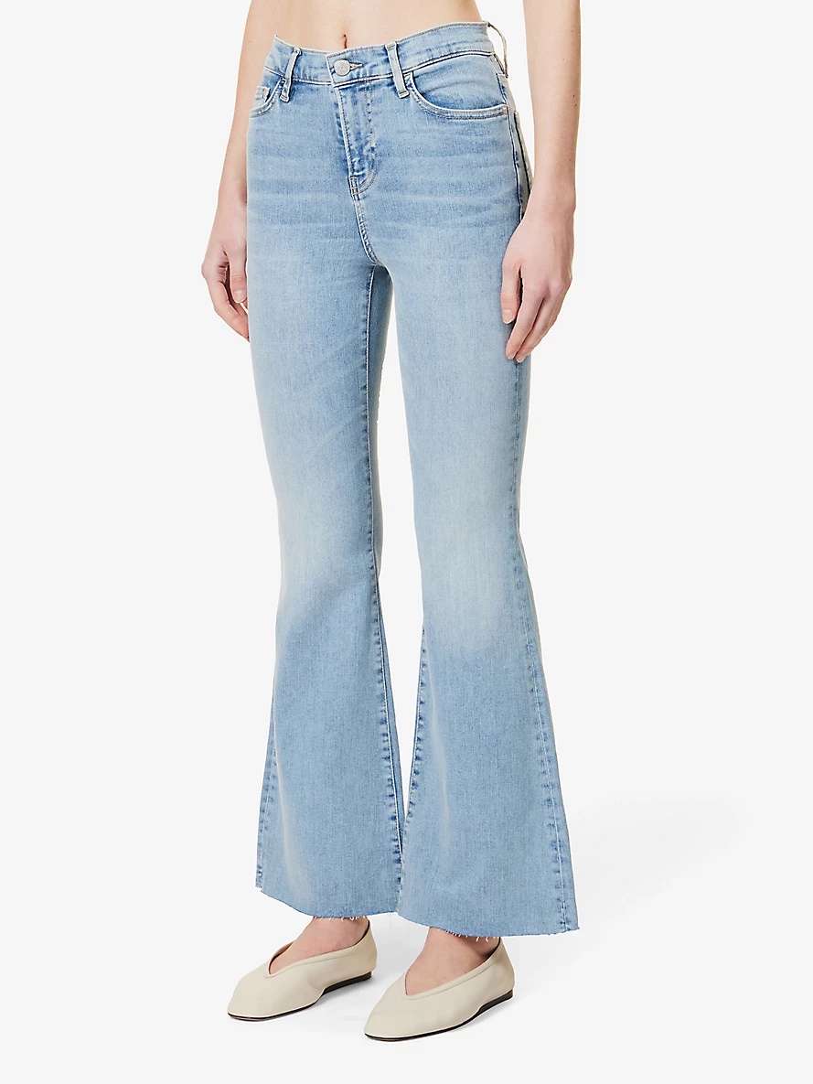 Logo-embellished flared-leg high-rise organic and recycled stretch-denim-blend jeans - 3