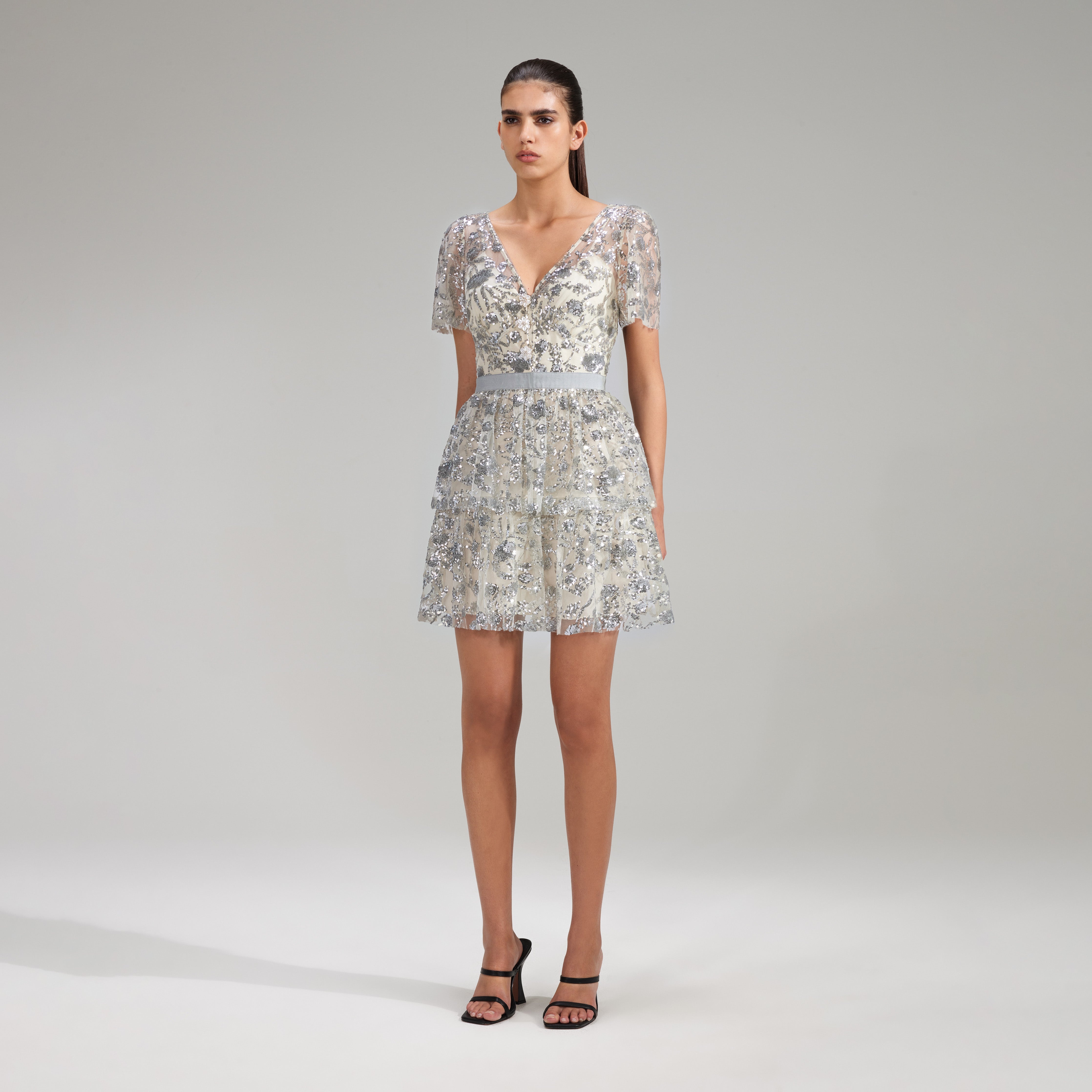 Self portrait tiered mini dress hotsell