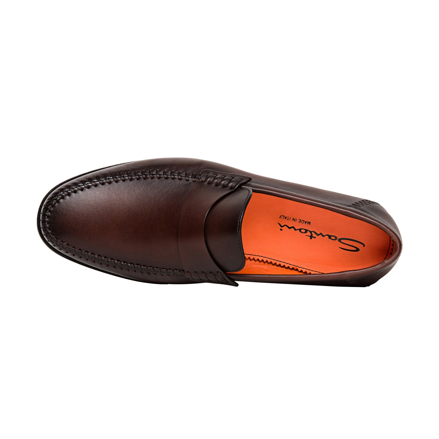 Men's polished brown leather penny loafer - 4