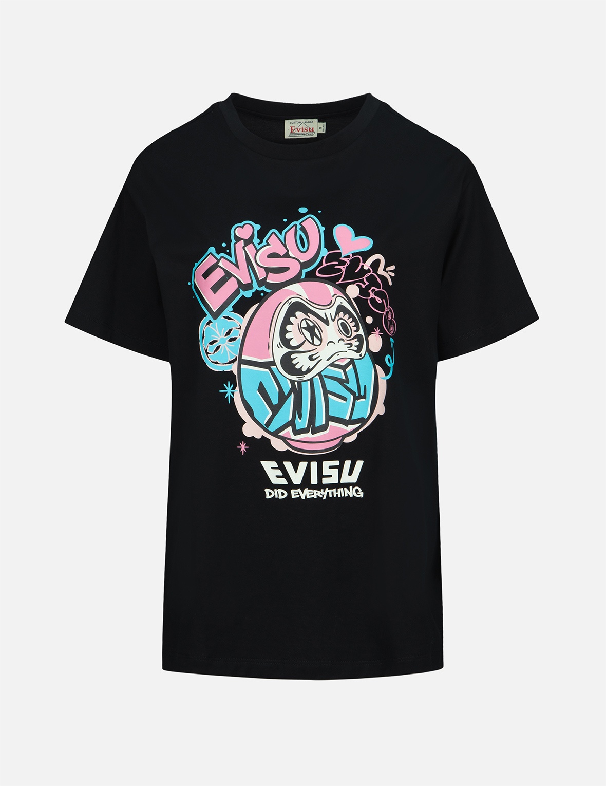 GRAFFITI DARUMA PRINT BOYFRIEND T-SHIRT - 1