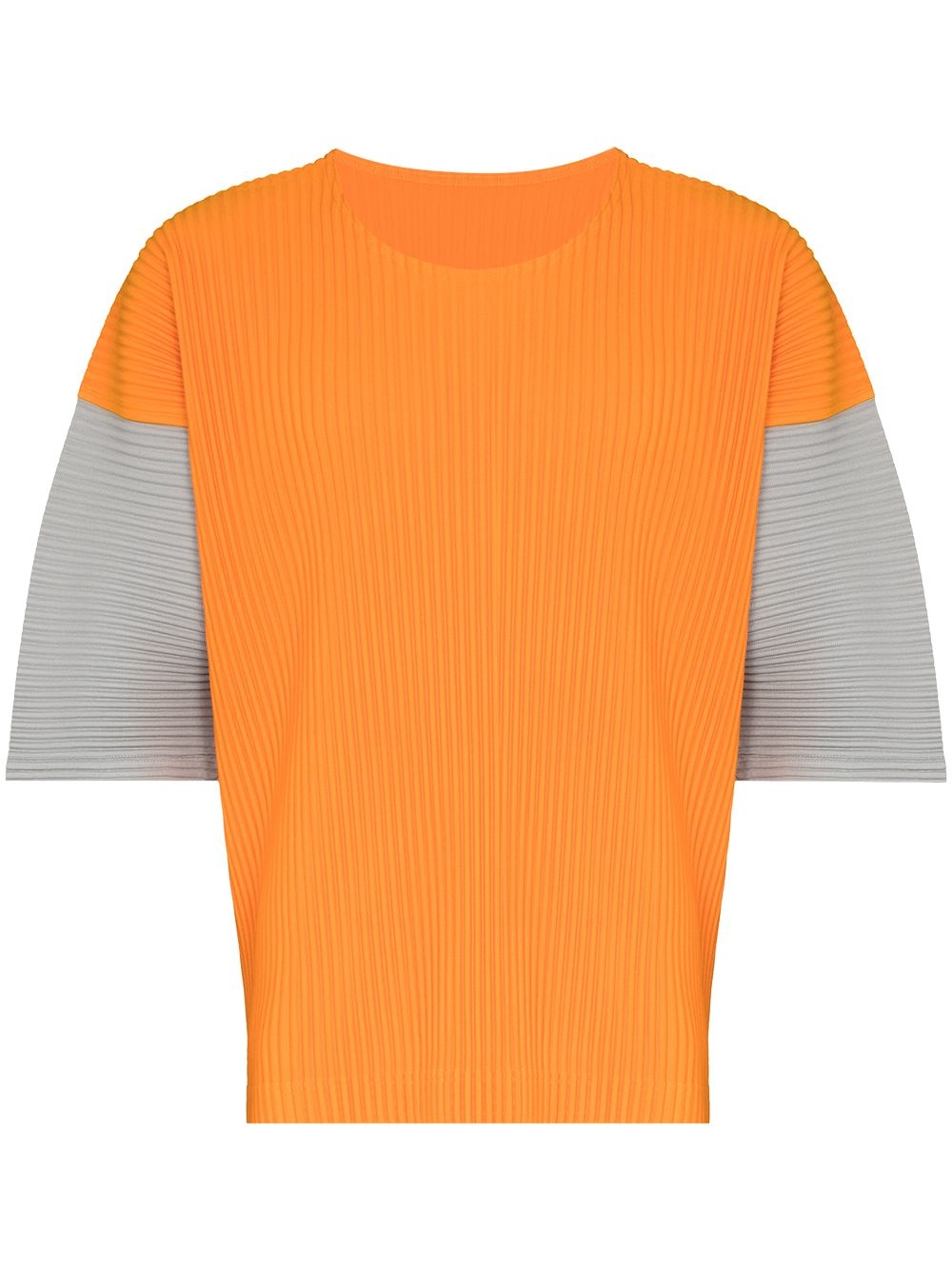 colour-block plissé T-shirt - 1