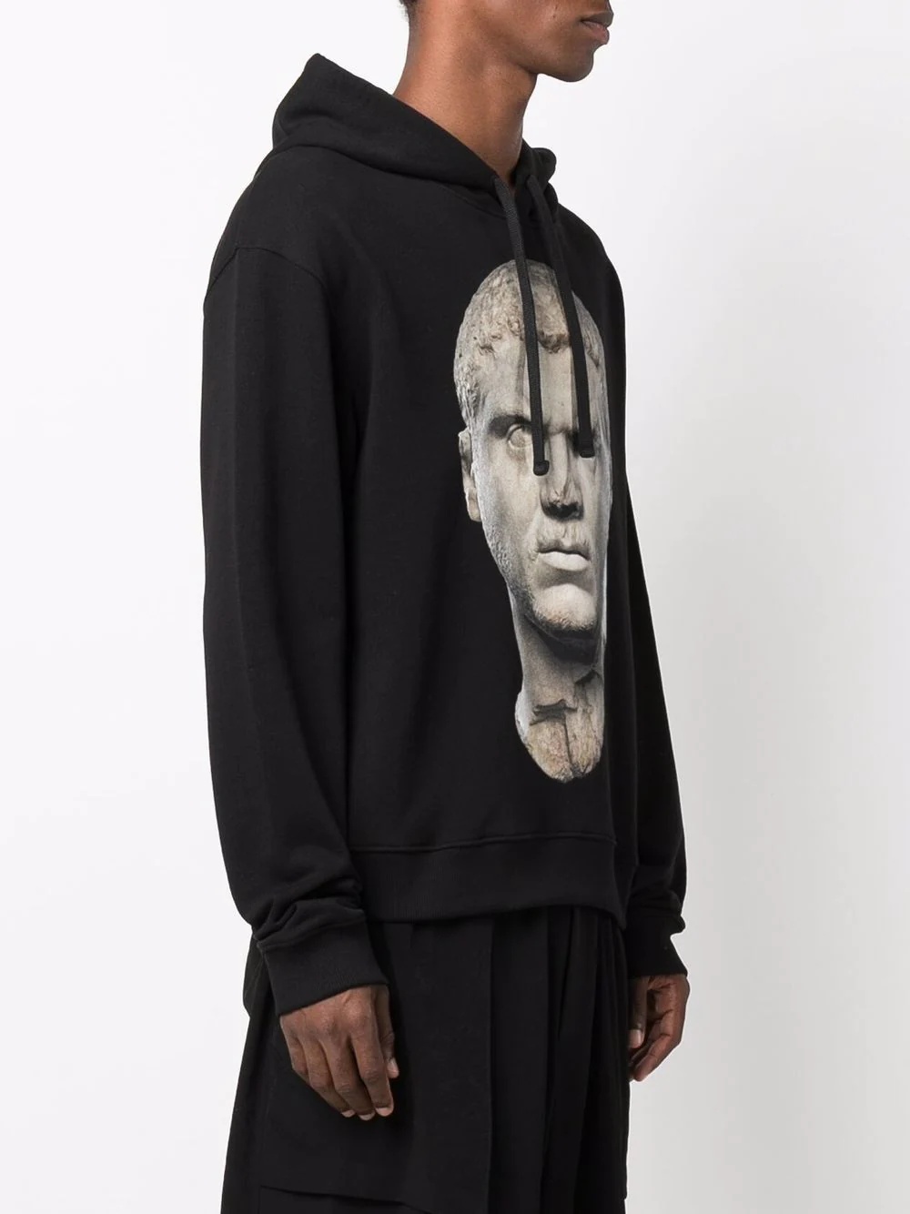 statue-print cotton hoodie - 3