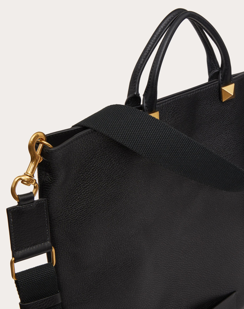 VALENTINO GARAVANI IDENTITY FLAT LEATHER TOTE BAG 5
