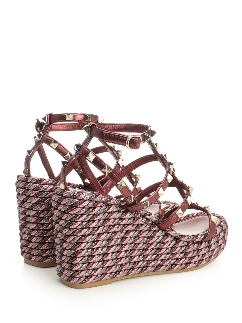 Metallic Calfskin Wedge Sandals Violet - 3