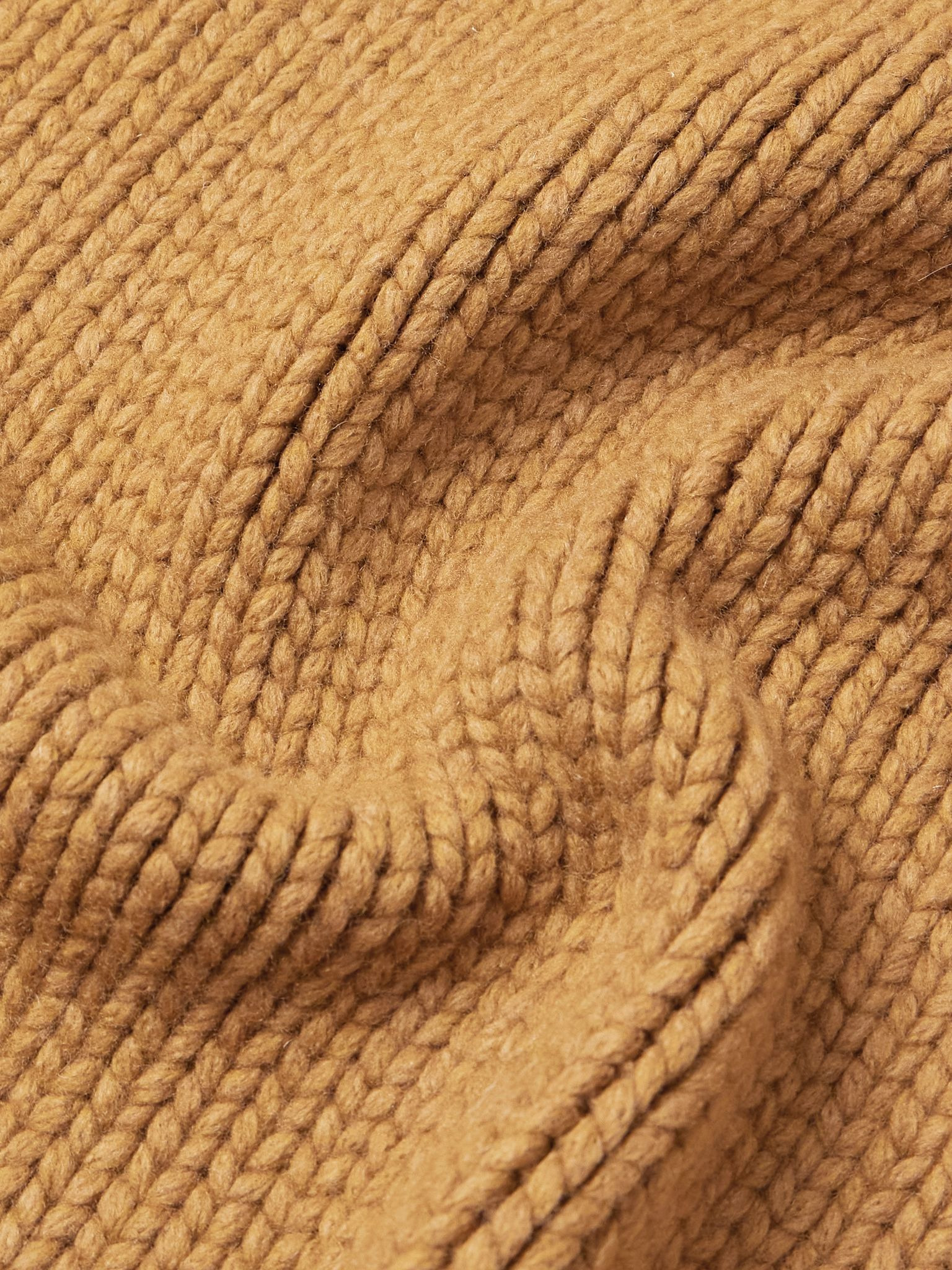 Suede-Trimmed Wool Rollneck Sweater Tan - 5