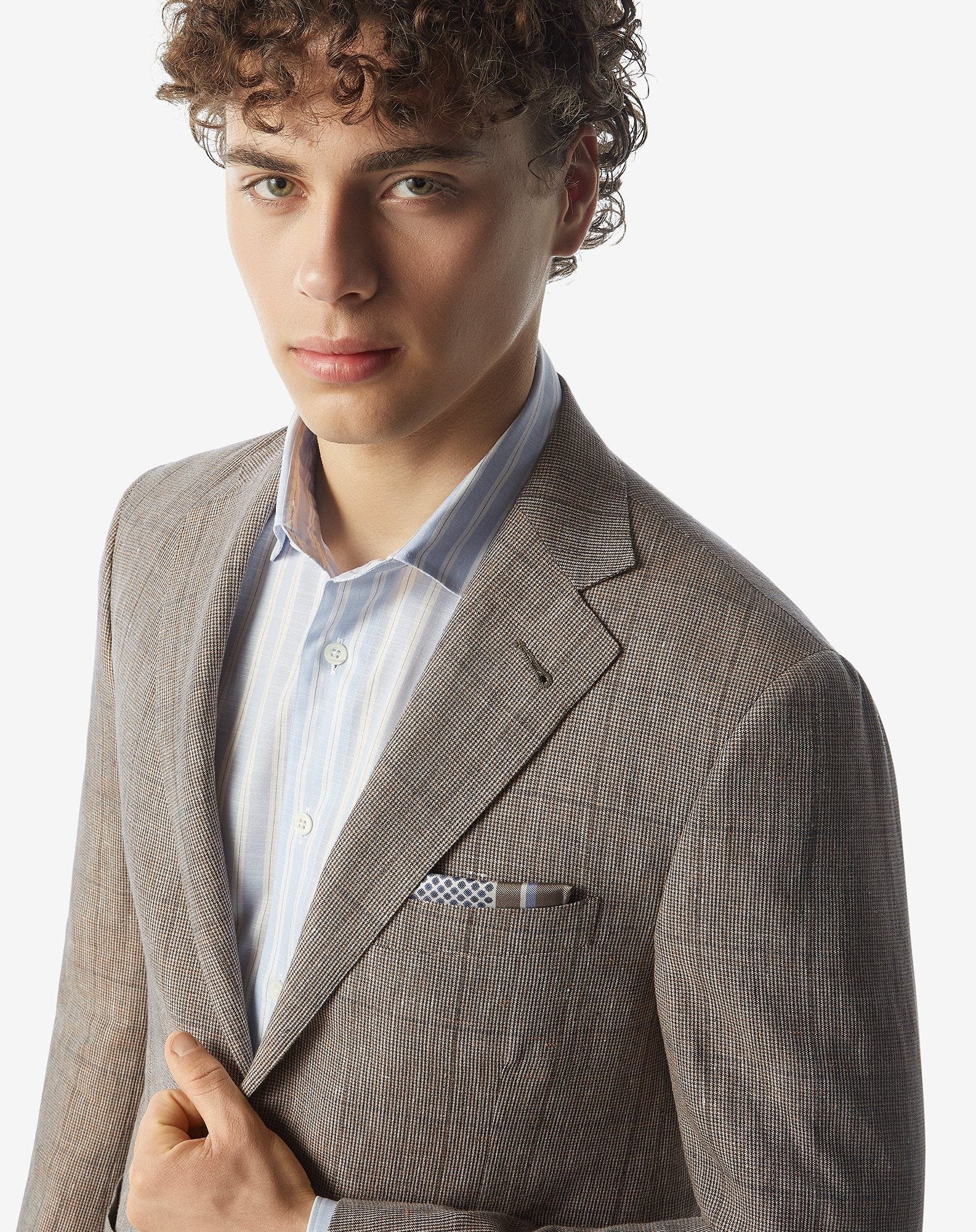 Light brown wool and linen jacket - 4