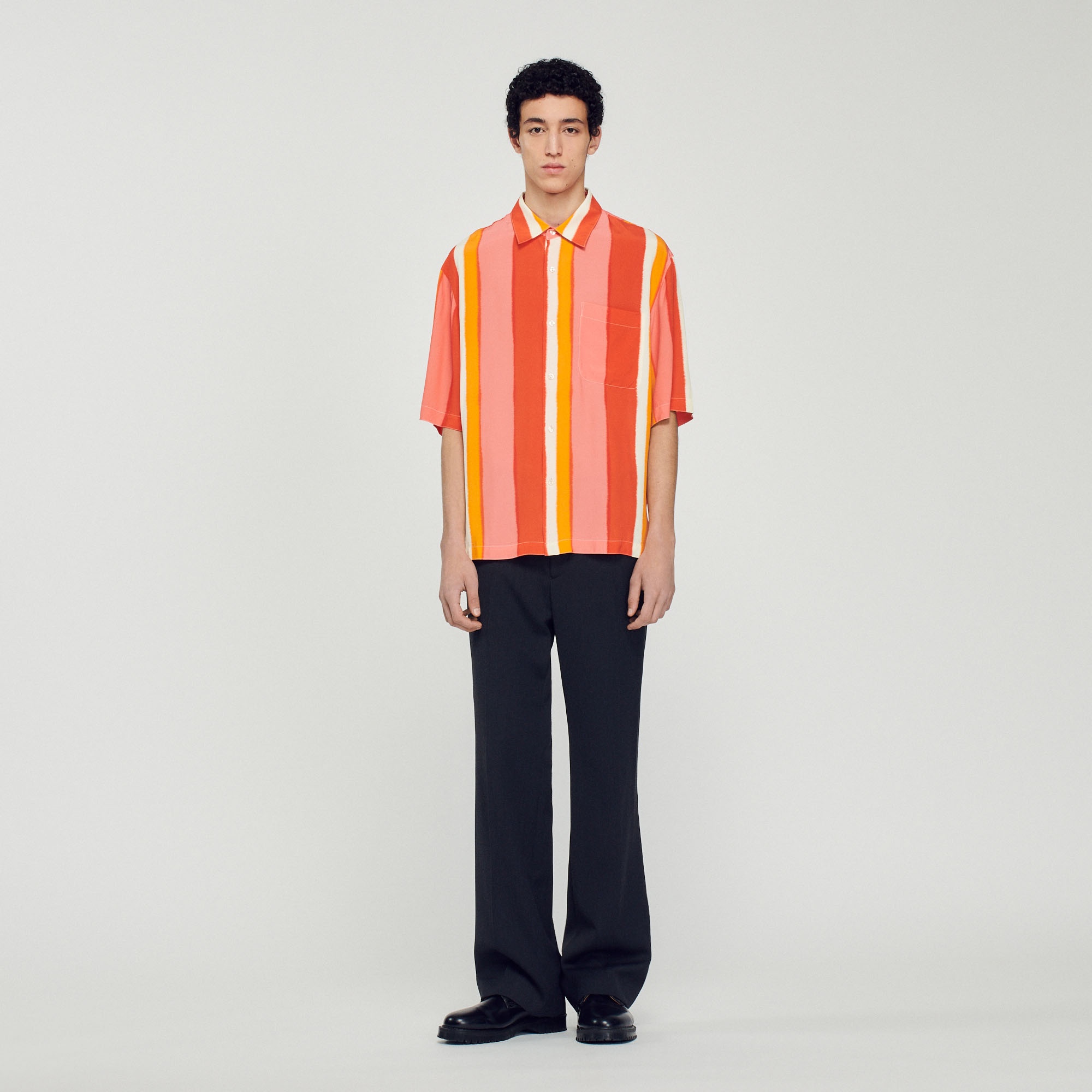 Flowing striped short-sleeved shirt - 3