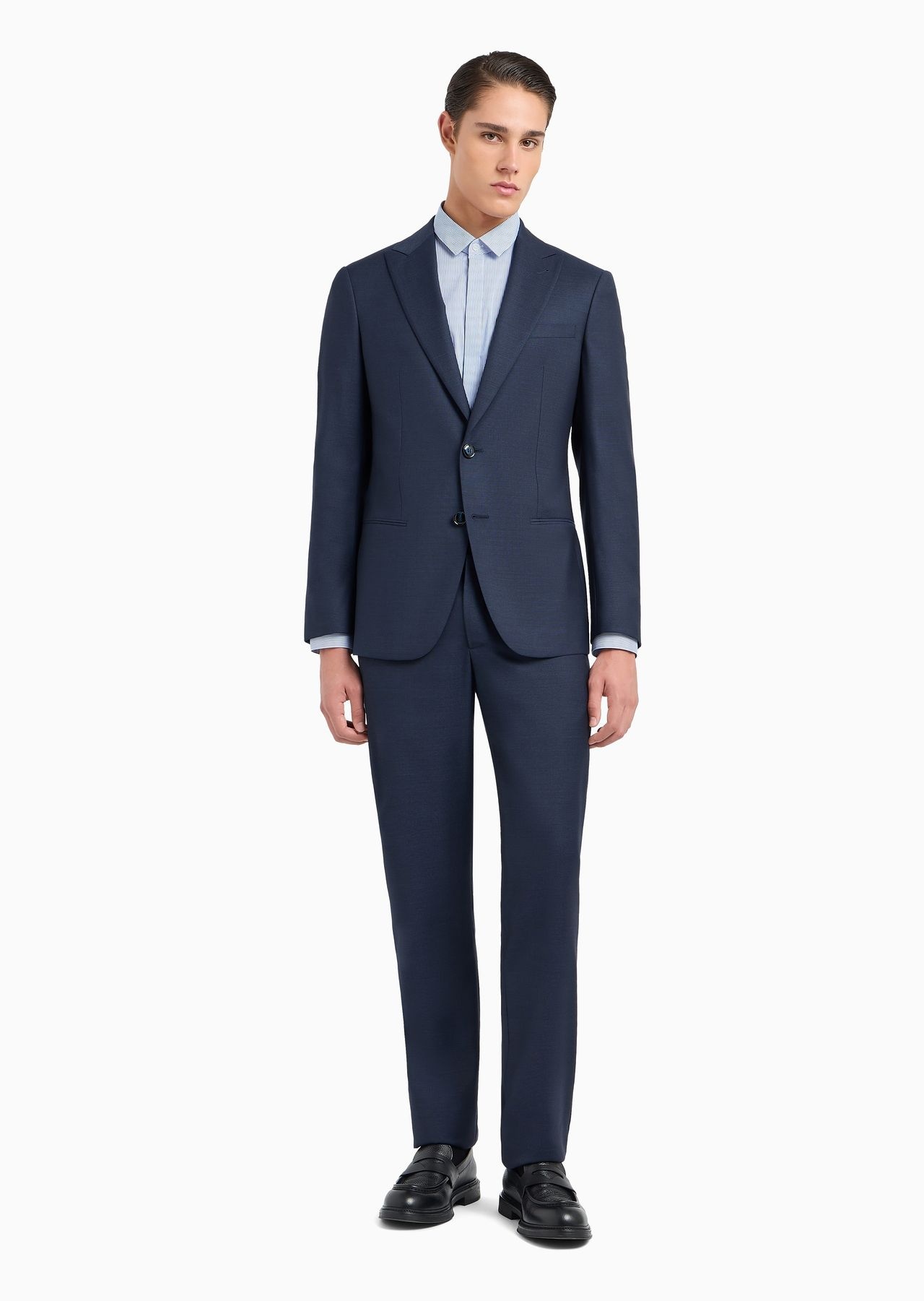 Soho Line single-breasted suit in pinpoint-effect virgin wool