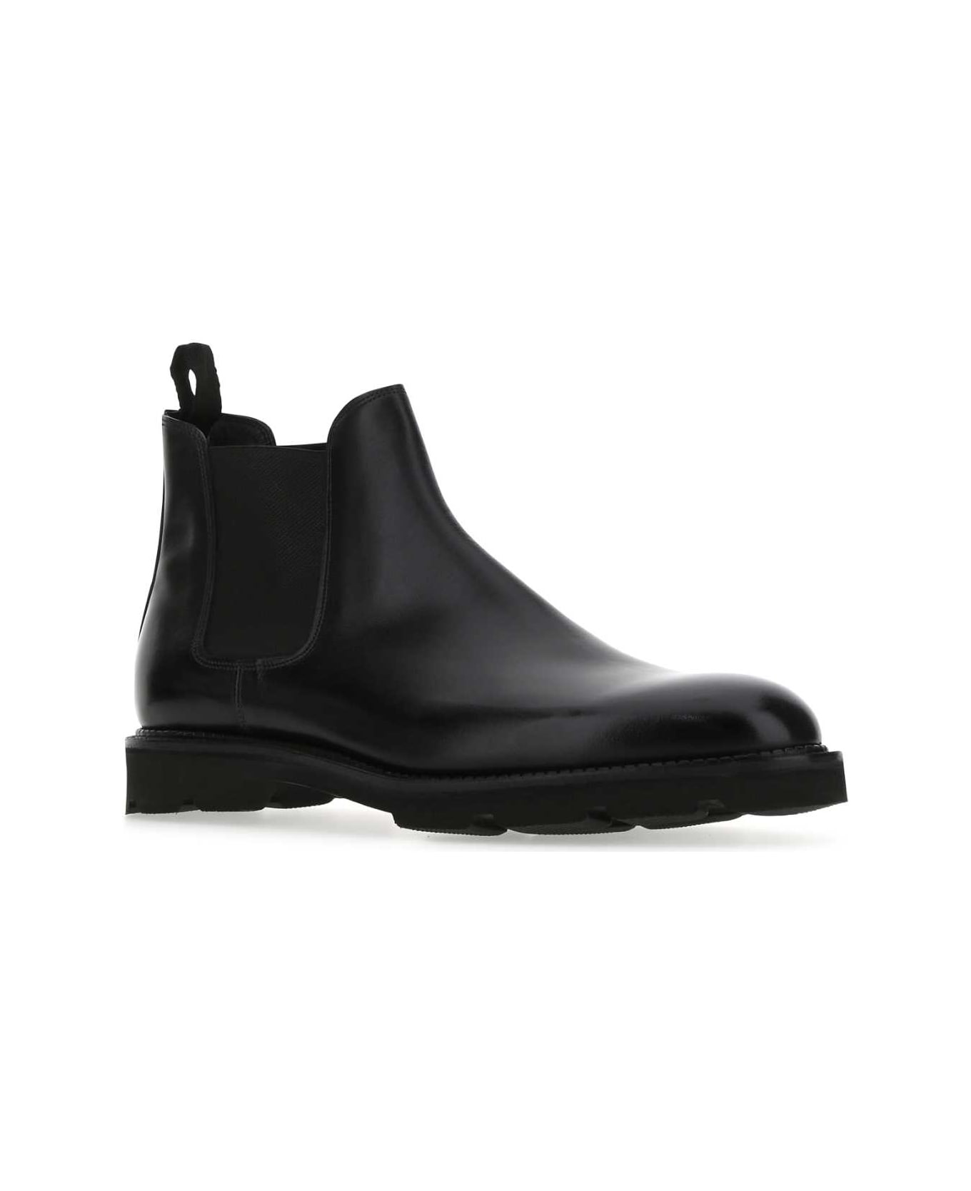 Black Leather Lawry Ankle Boots - 2
