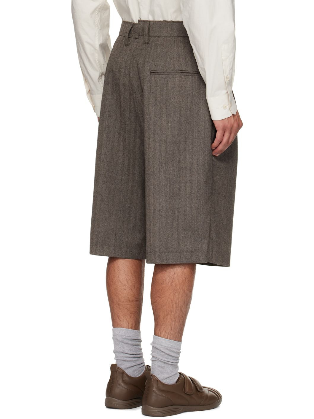 Brown Slim Suit Shorts - 3