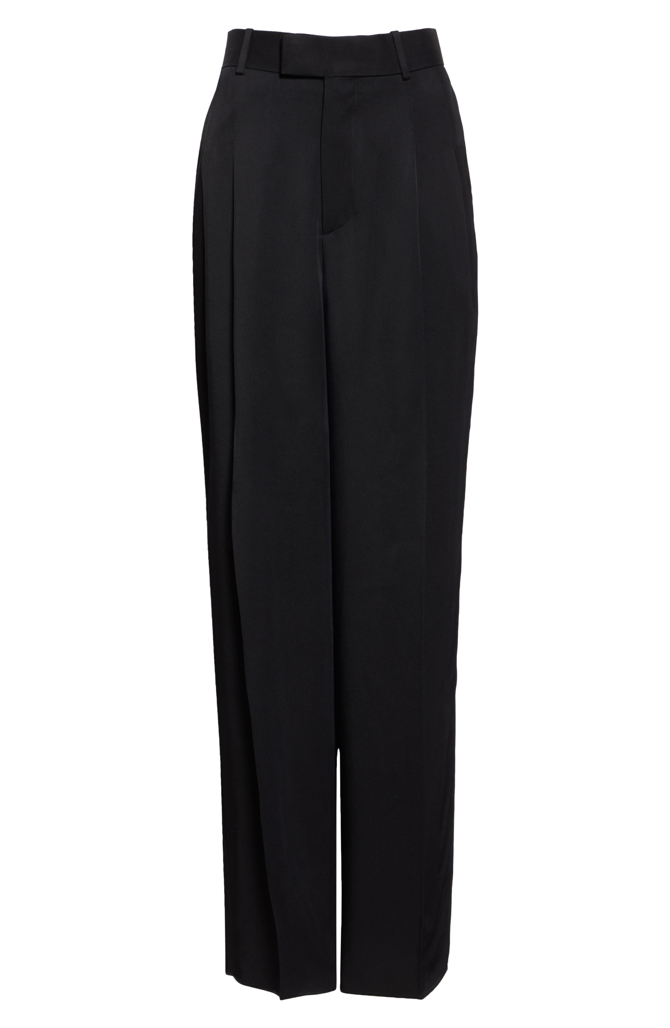 Bottega Veneta Pleated Viscose & Mulberry Silk Twill Straight Leg Trousers in 1000 Black at Nordstro - 6