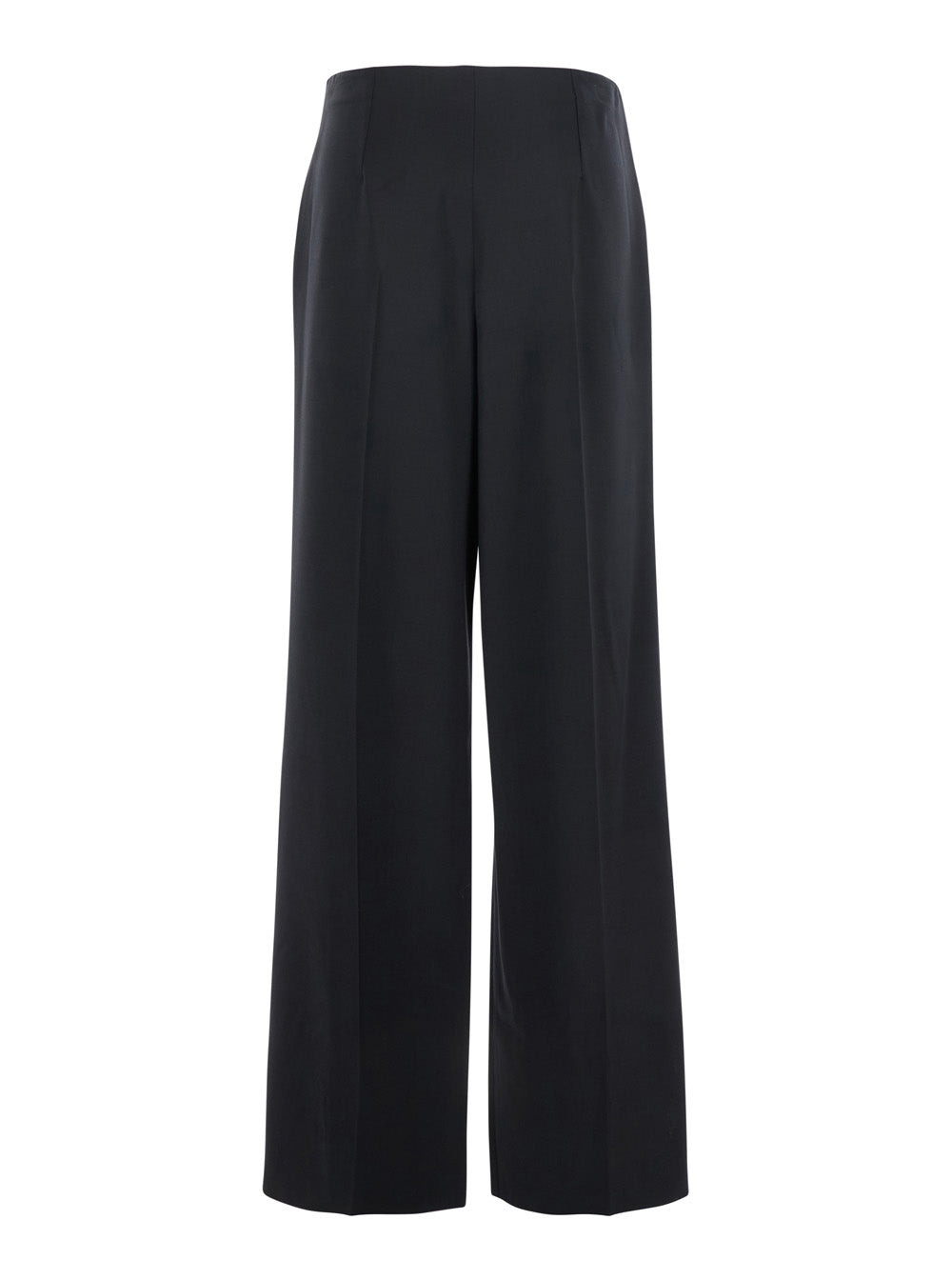 Fendi Women Black Pants With Front Pences And Wide Leg In Wool Woman - 2