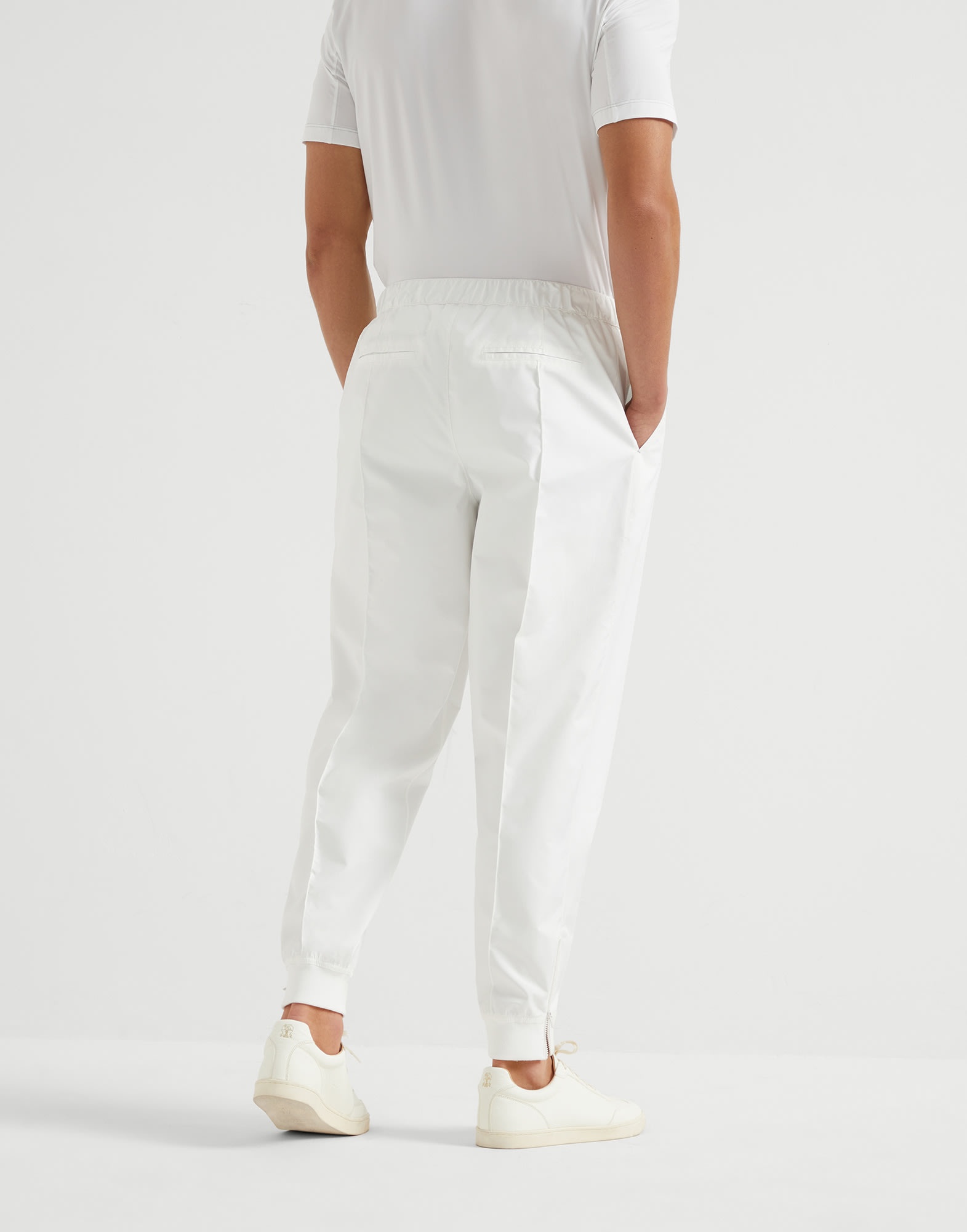 Nylon trousers with tabbed waistband, Crête detail and elasticated zipper cuffs - 2