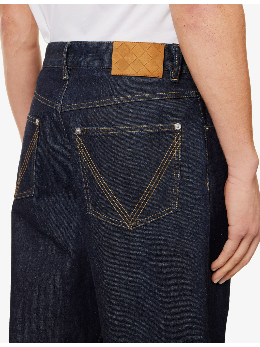 Brand-patch contrast-stitching wide-leg regular-fit wool trousers - 6