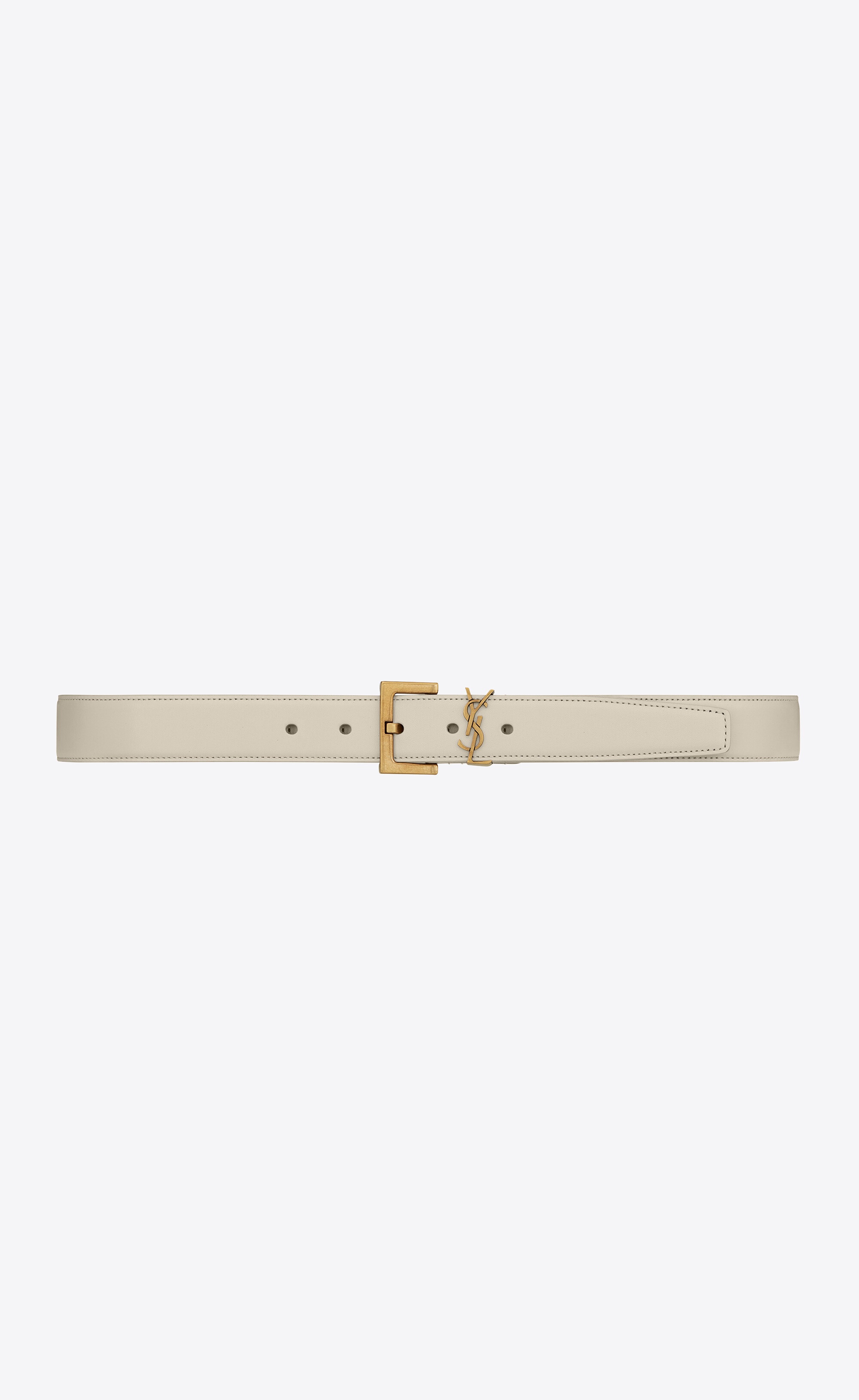 monogramme belt with square buckle in shiny box saint laurent leather - 1