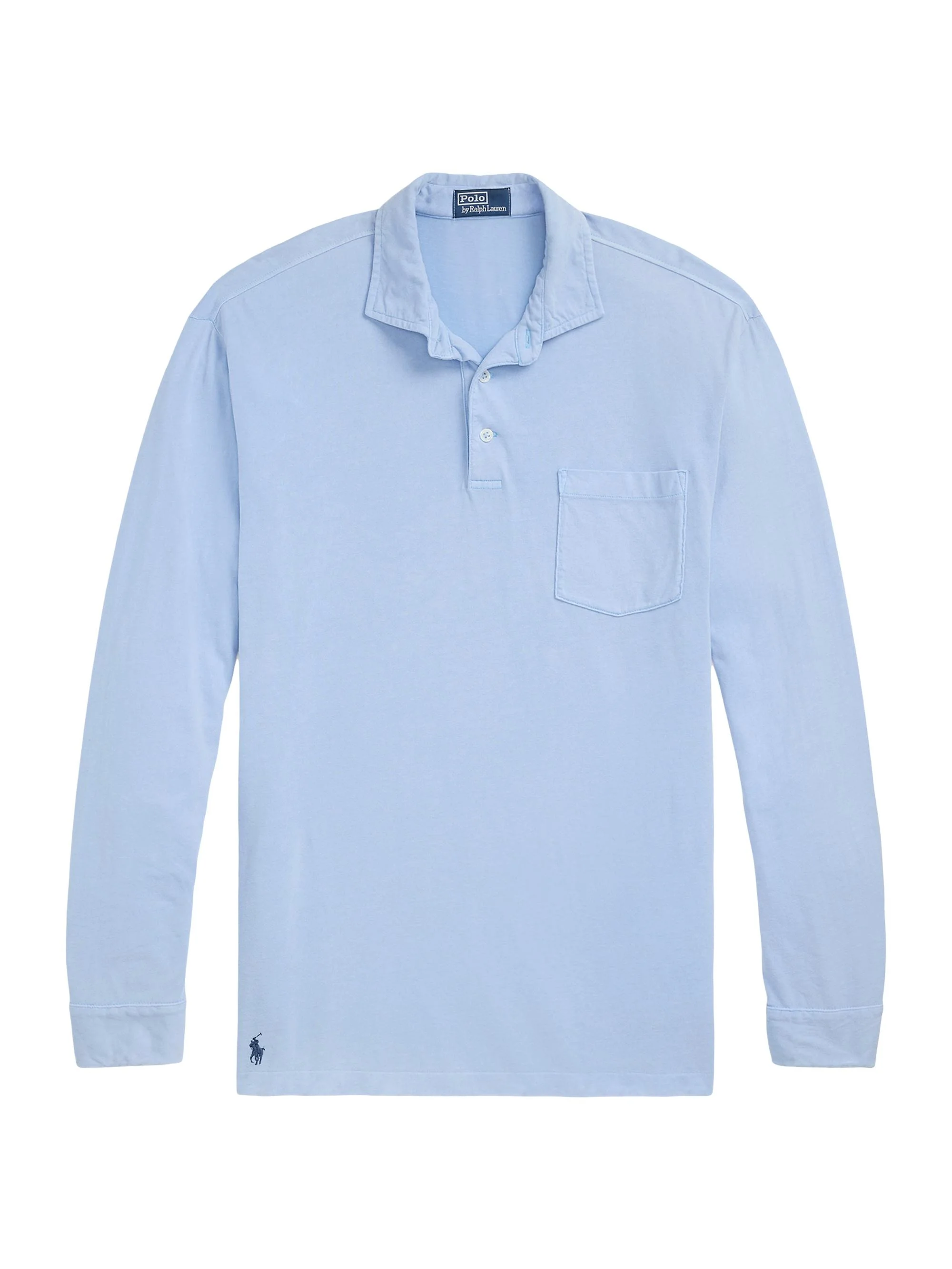 Men's Cotton Polo Shirt - Chambray Blue - 1