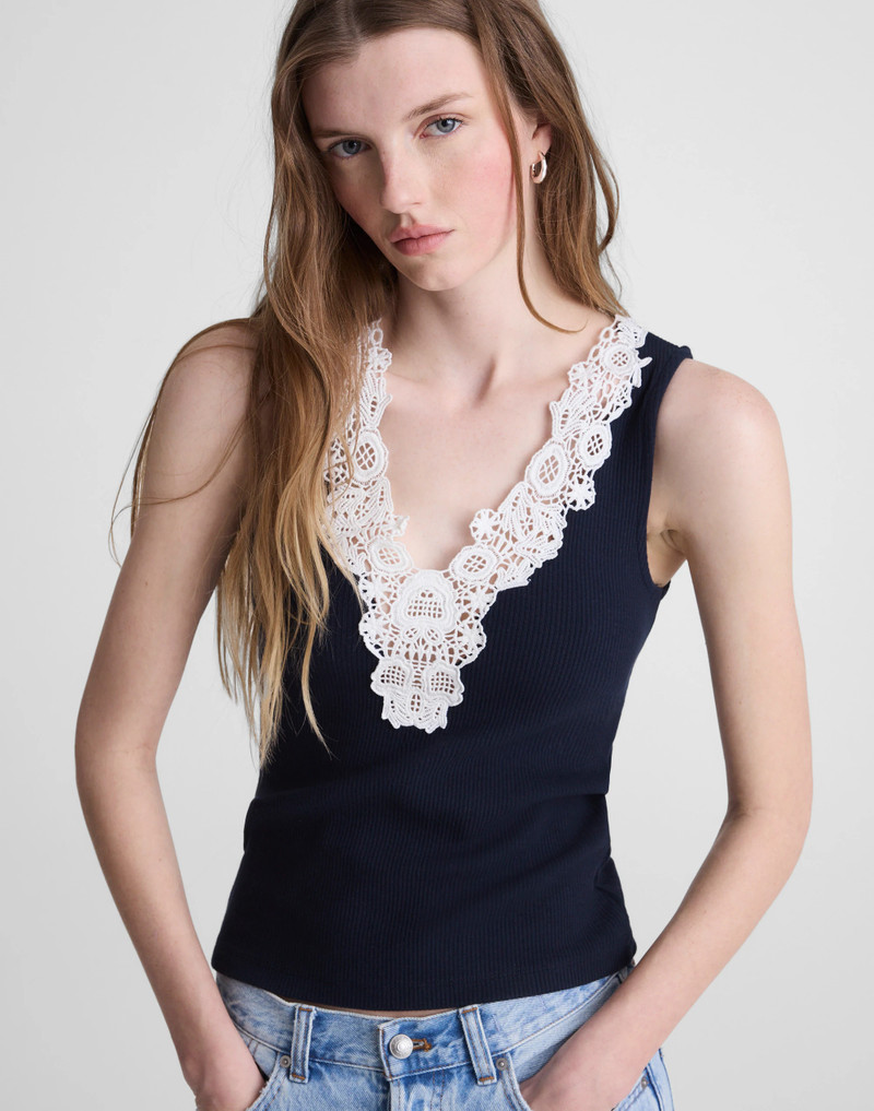 Lace-Trim V-Neck Tank 2