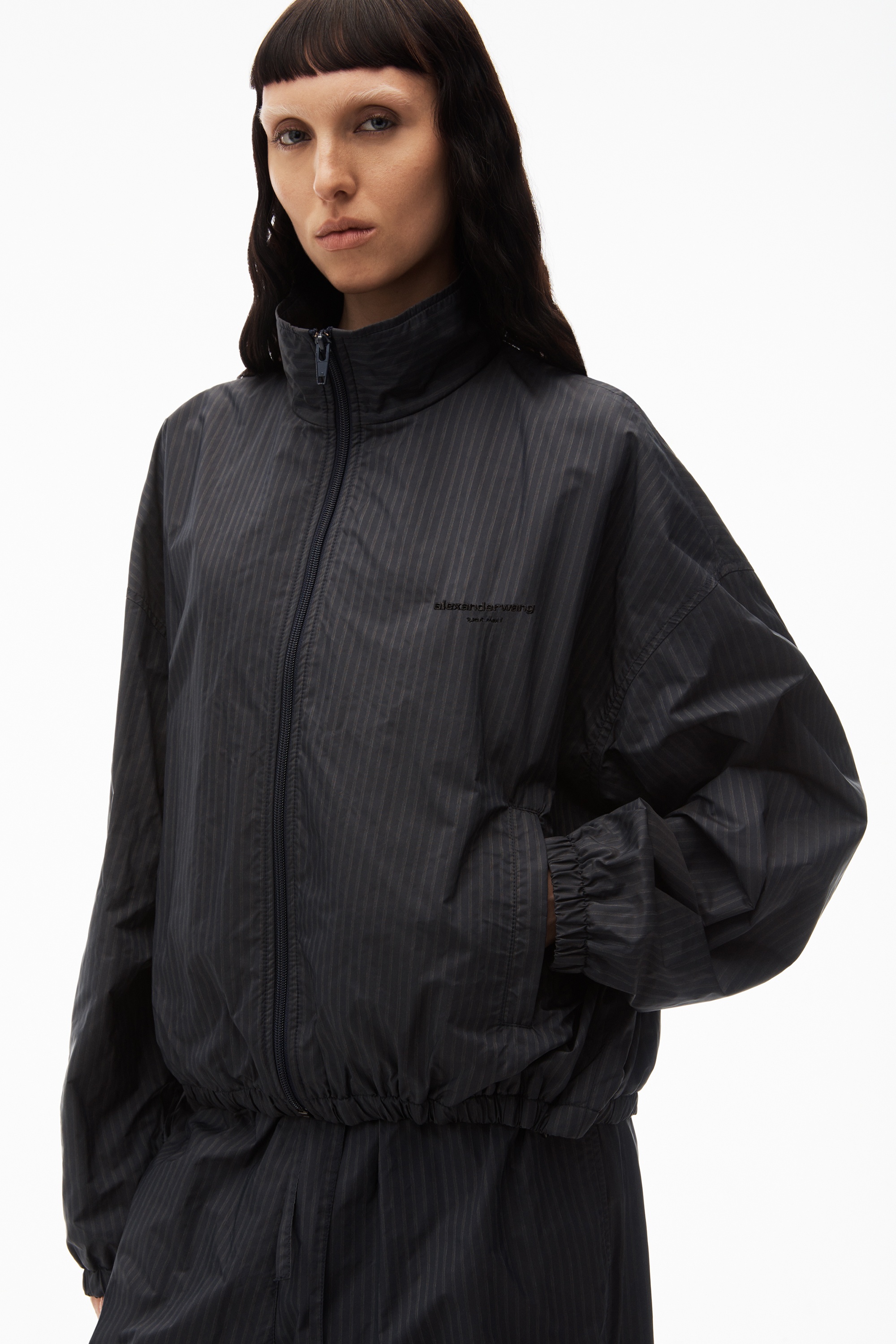 coaches track jacket in nylon stripe - 3
