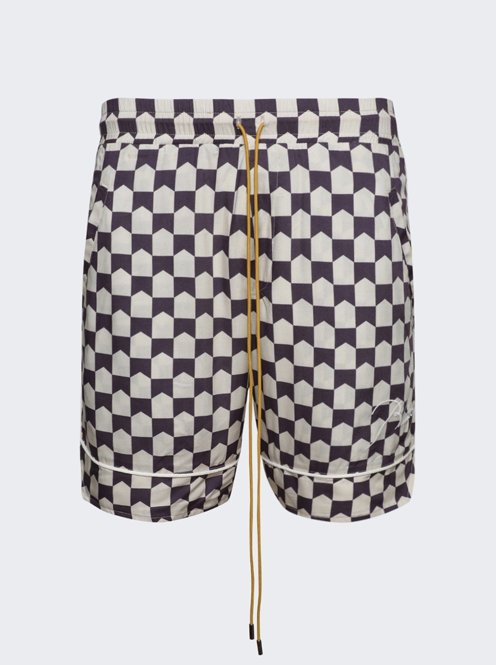Checkered Pj Shorts Cream And Brown - 1