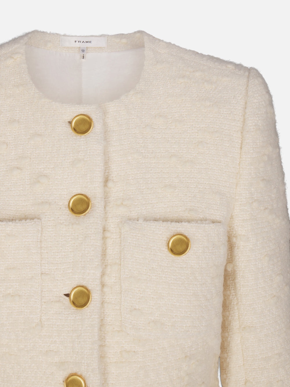 Cropped Button Front Jacket in Ecru - 3