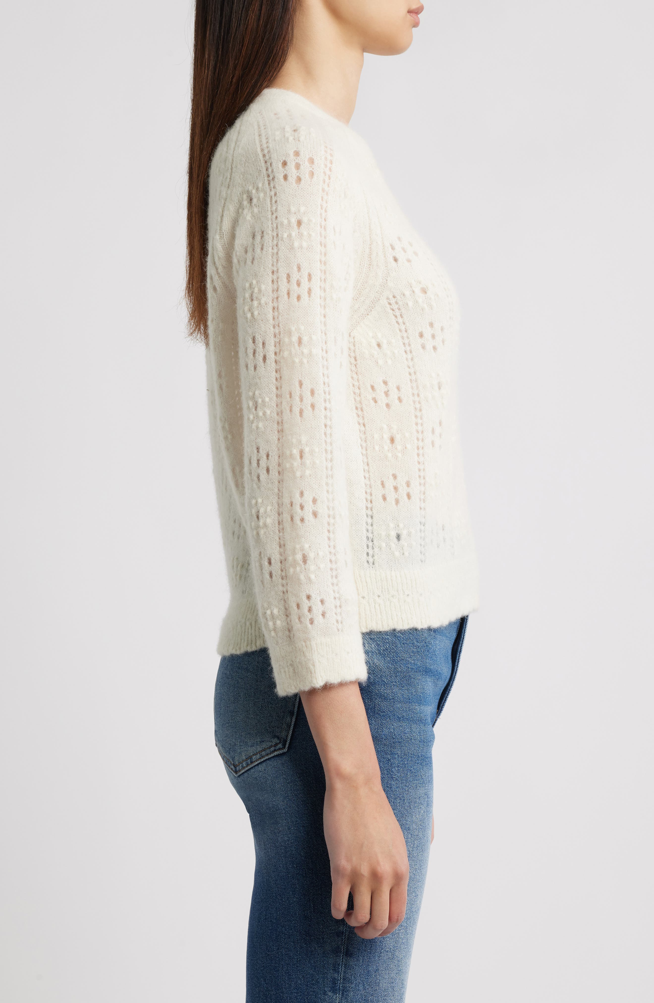 DÔEN Emiliana Open Stitch Sweater in Ivory at Nordstrom - 3