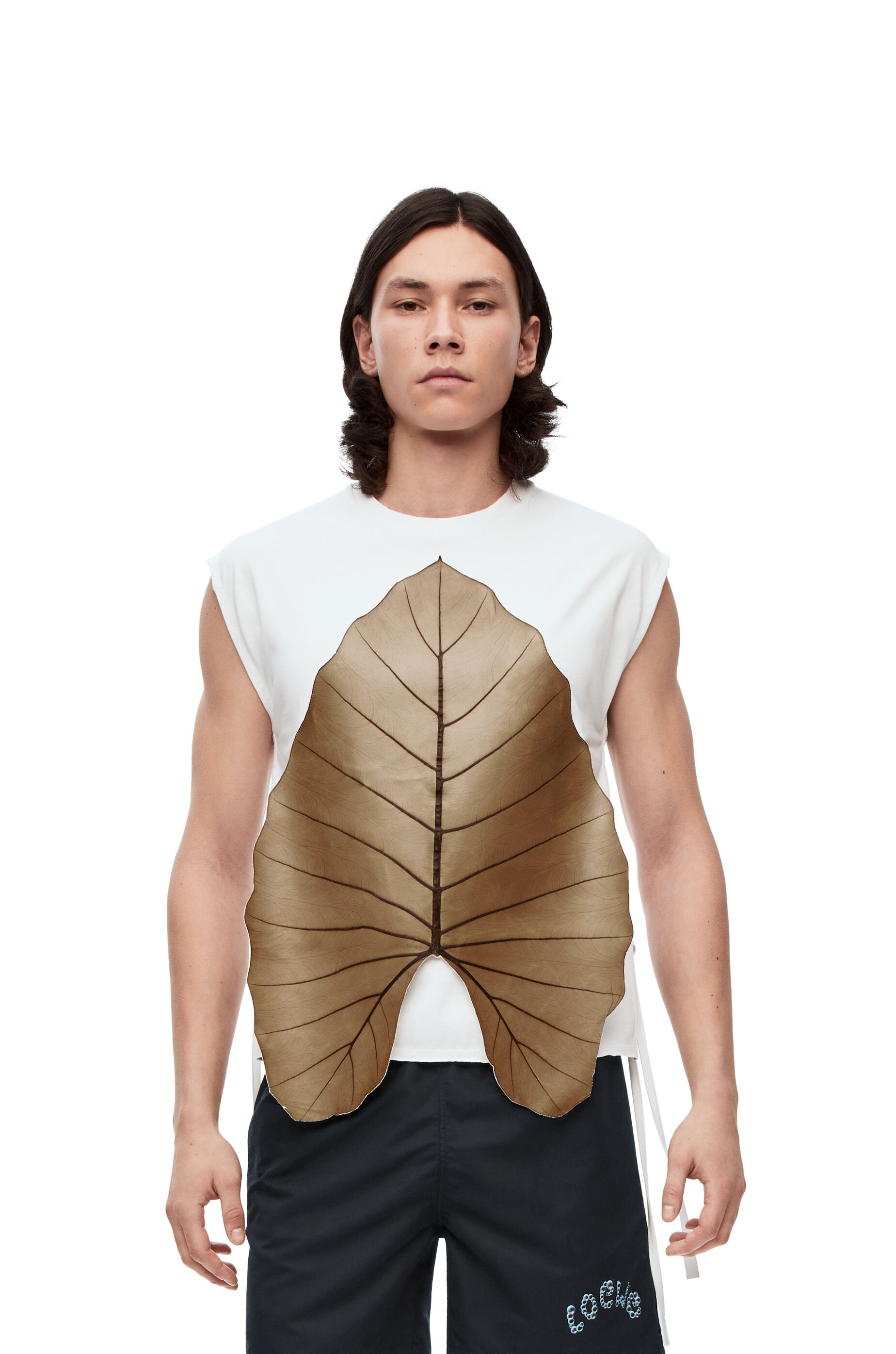Leaf sleeveless T-shirt in cotton - 3
