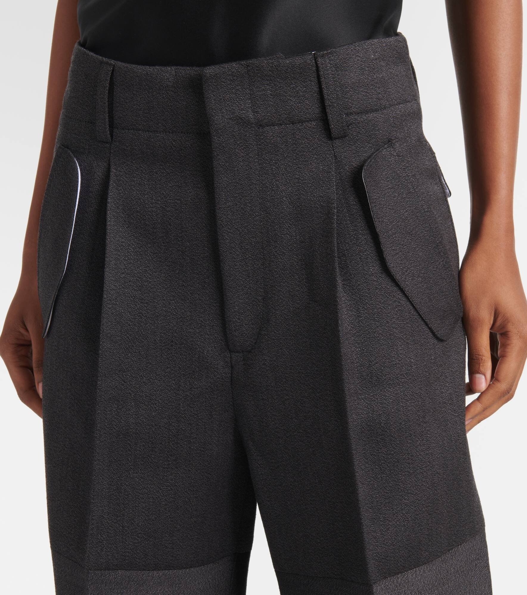 Paneled wool wide-leg pants - 4