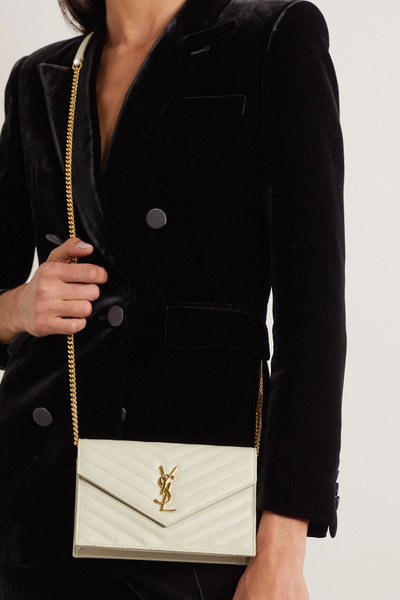 SAINT LAURENT Envelope textured-leather shoulder bag outlook